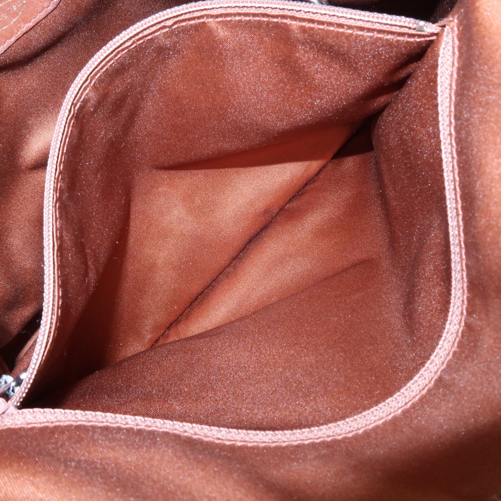 CHANEL Triple COCO Mark Suede Shoulder Bag Brown Silver Used