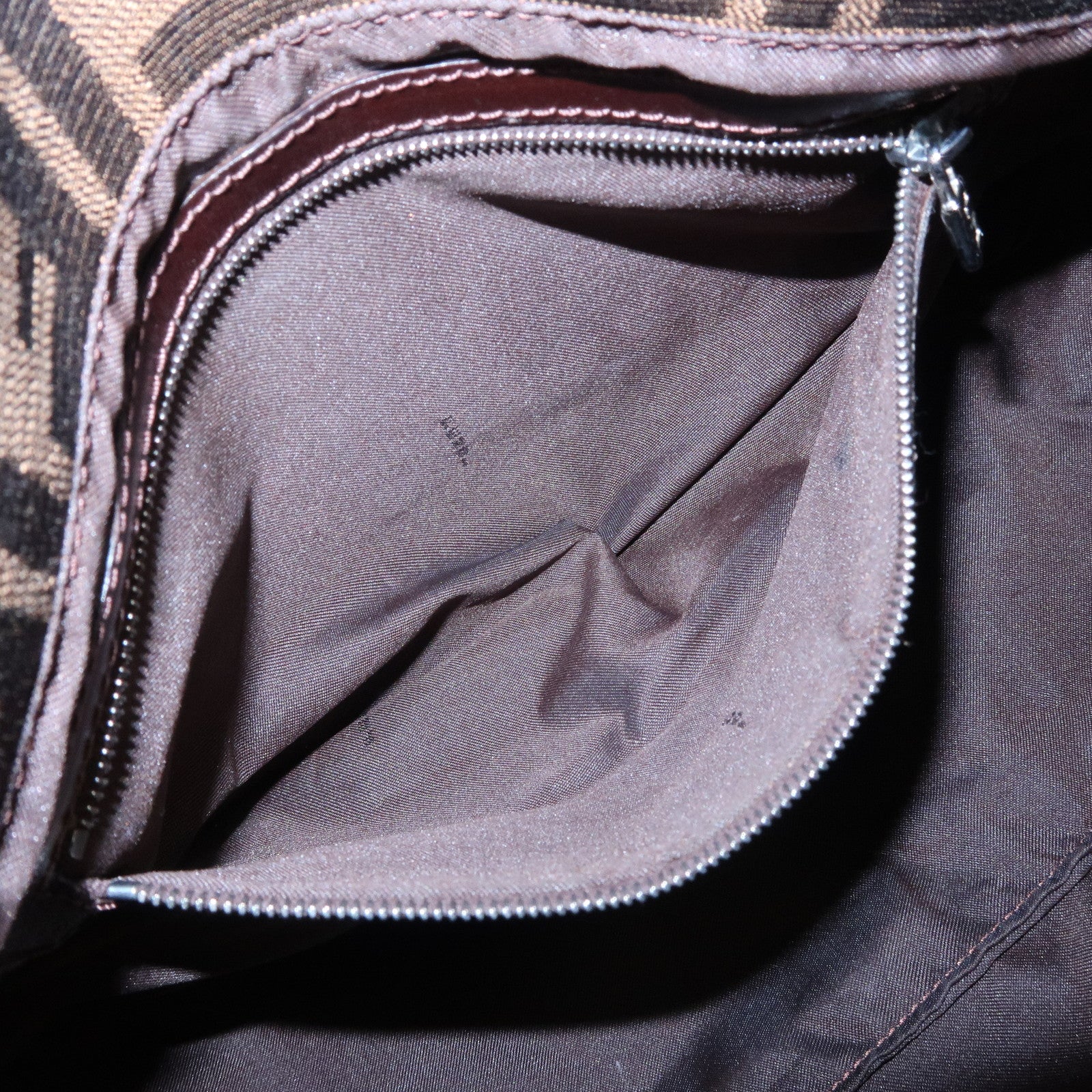 FENDI Mamma Baguette Canvas Leather Shoulder Bag Silver HDW 26325 Used