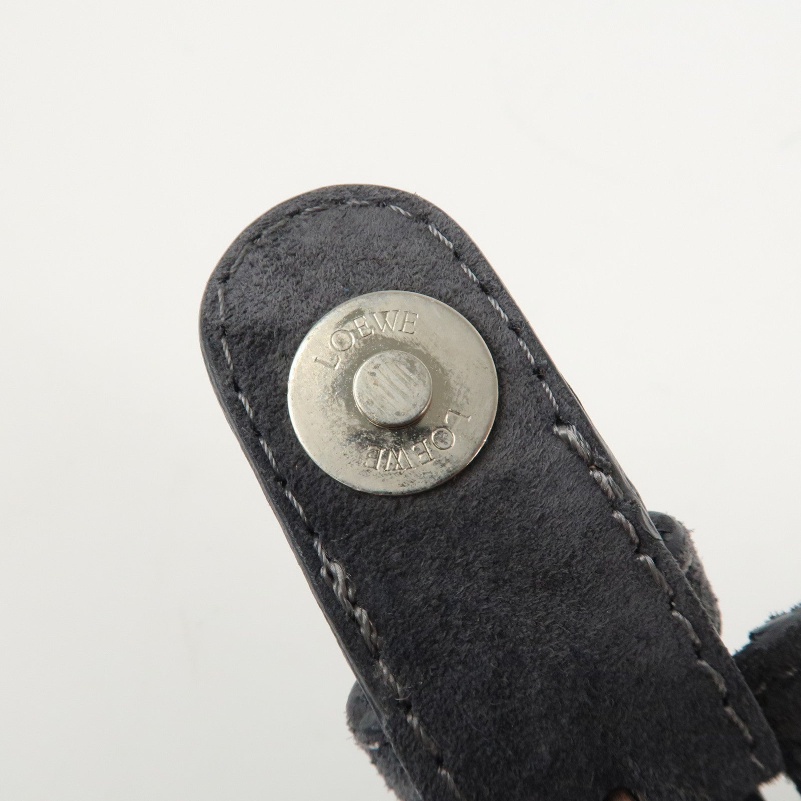 LOEWE Anagram Suede Leather Shoulder Bag Hand Bag Gray Used