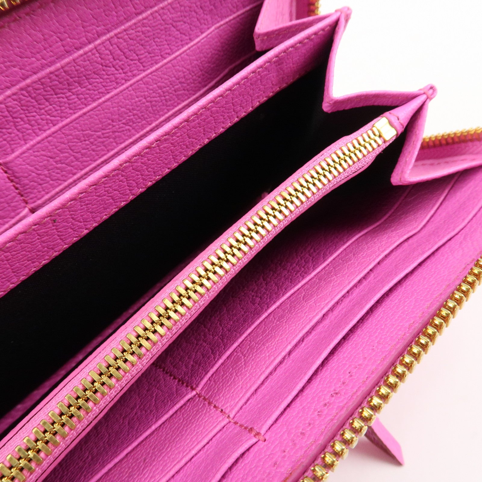 BALENCIAGA Leather Classic Continental Zip Wallet Pink 390187 Used