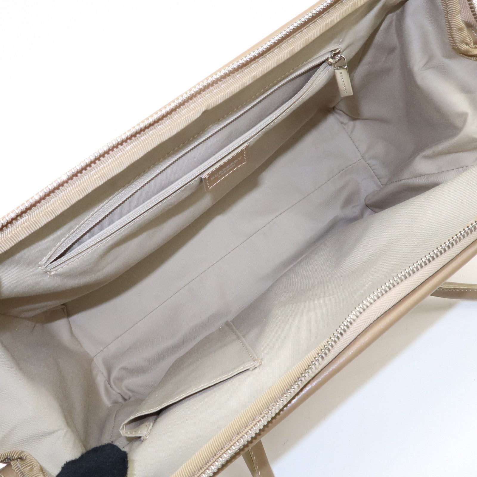 BURBERRY PVC Leather Nova Plaid Shoulder Bag Hand Bag Beige Pink Used