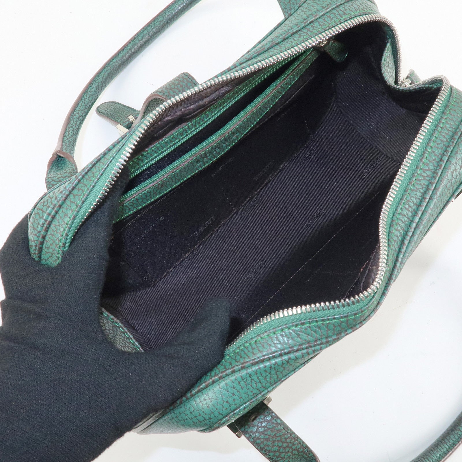 LOEWE Senda Leather Shoulder Bag Hand Bag Green Used