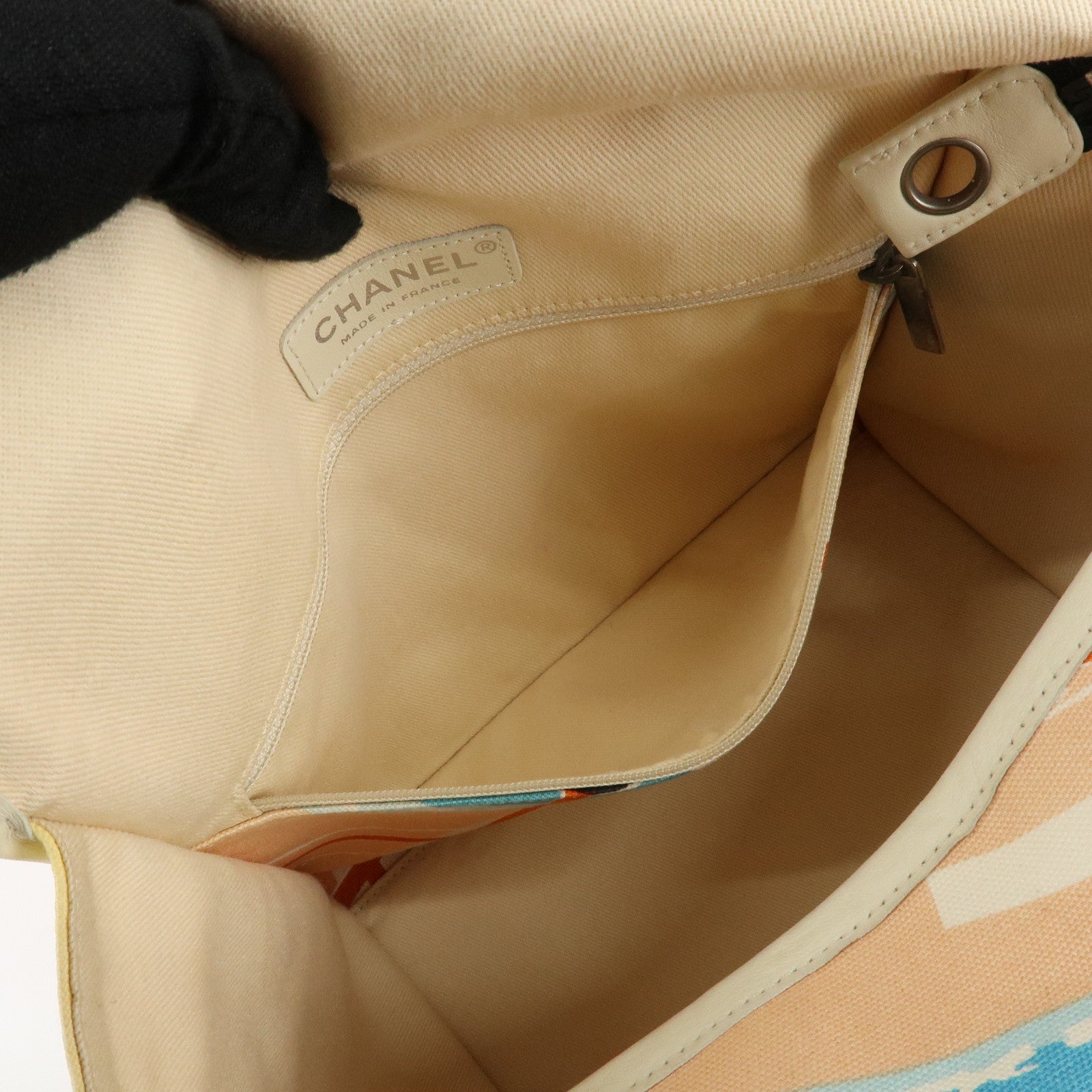 CHANEL Cruise Line Canvas Spangle Paris Map Tote Bag A30833 Used