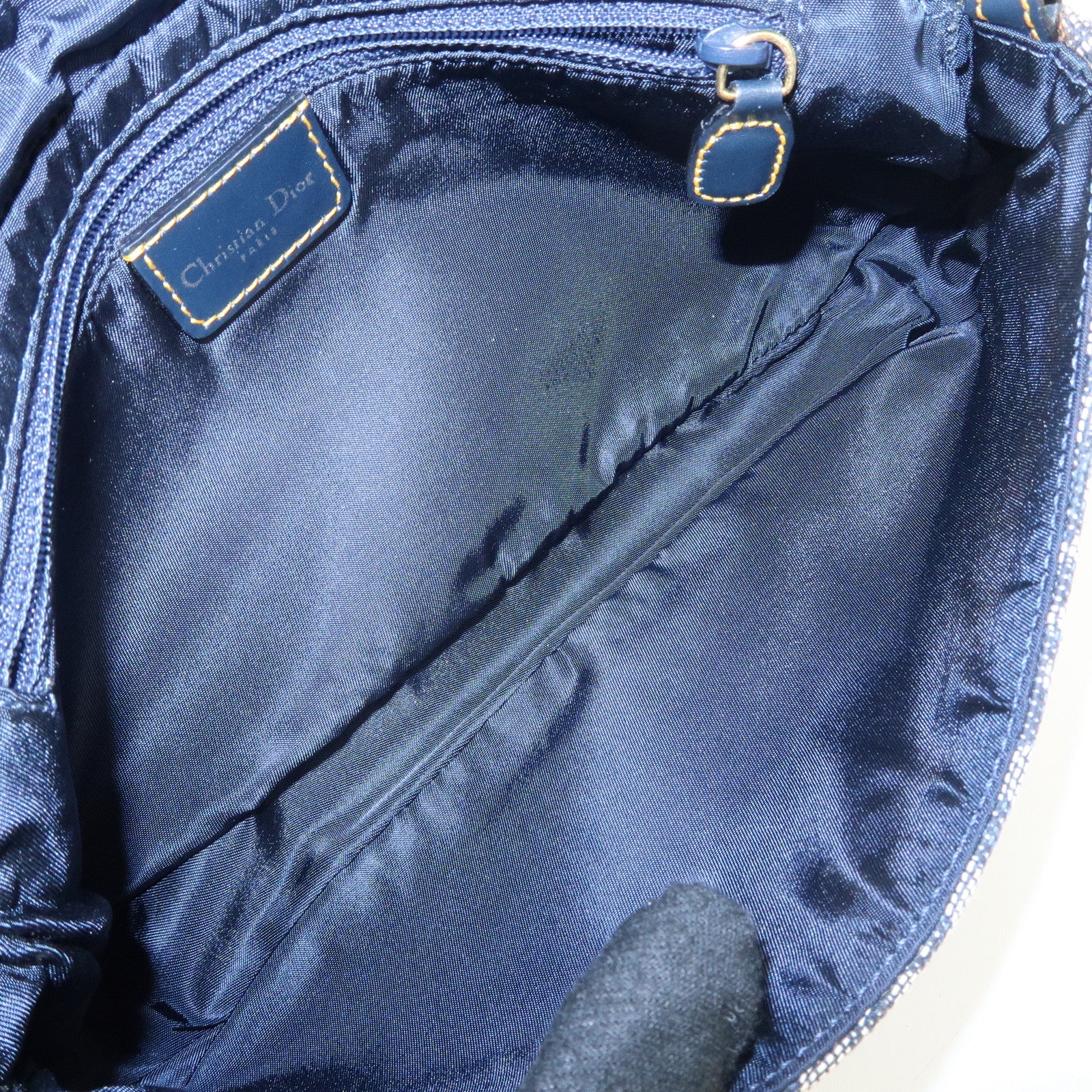 Christian Dior Maris Pearl Trotter Canvas Leather Shoulder Bag Used