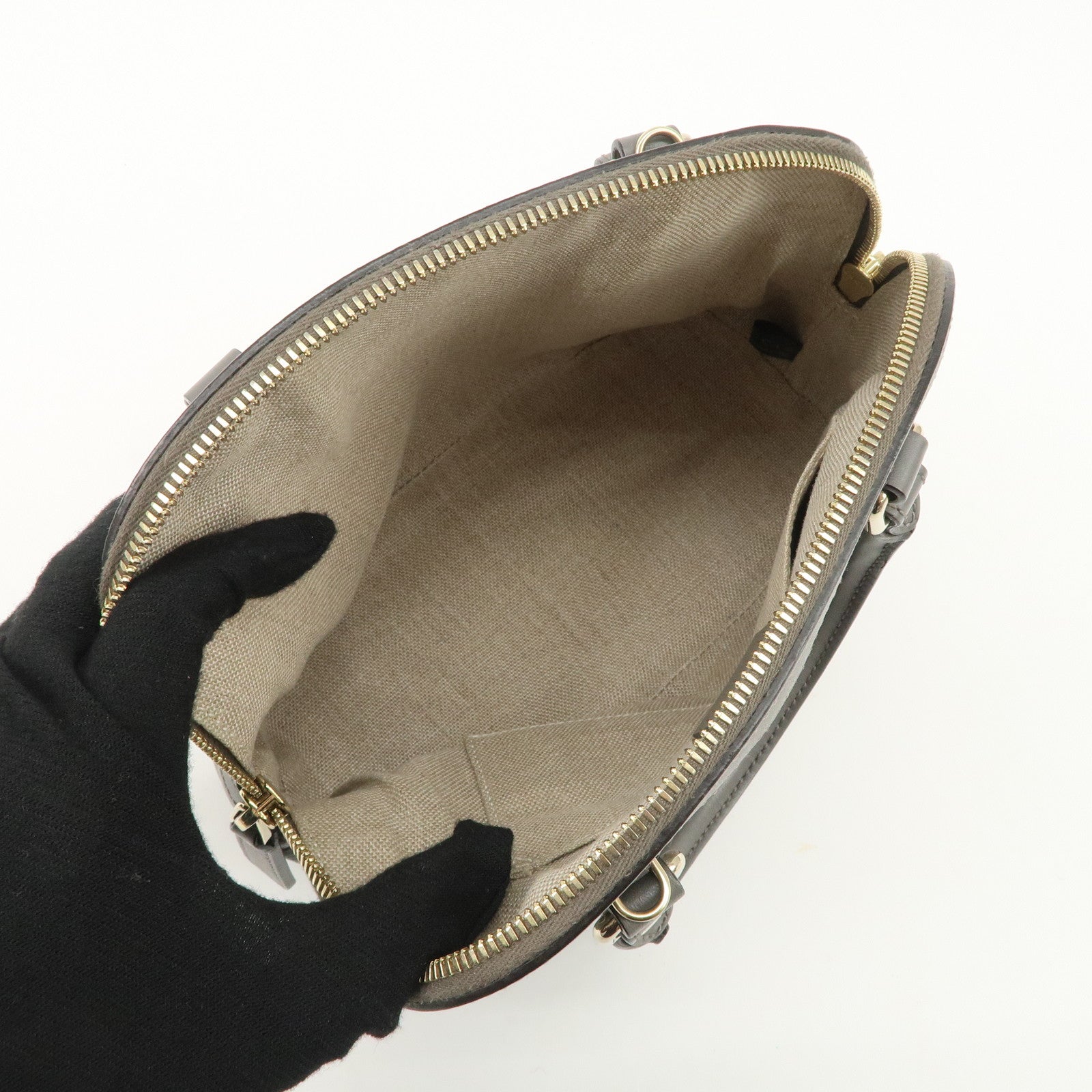 GUCCI Micro Guccissima Leather 2WAY Bag Hand Bag Gray 449654 Used