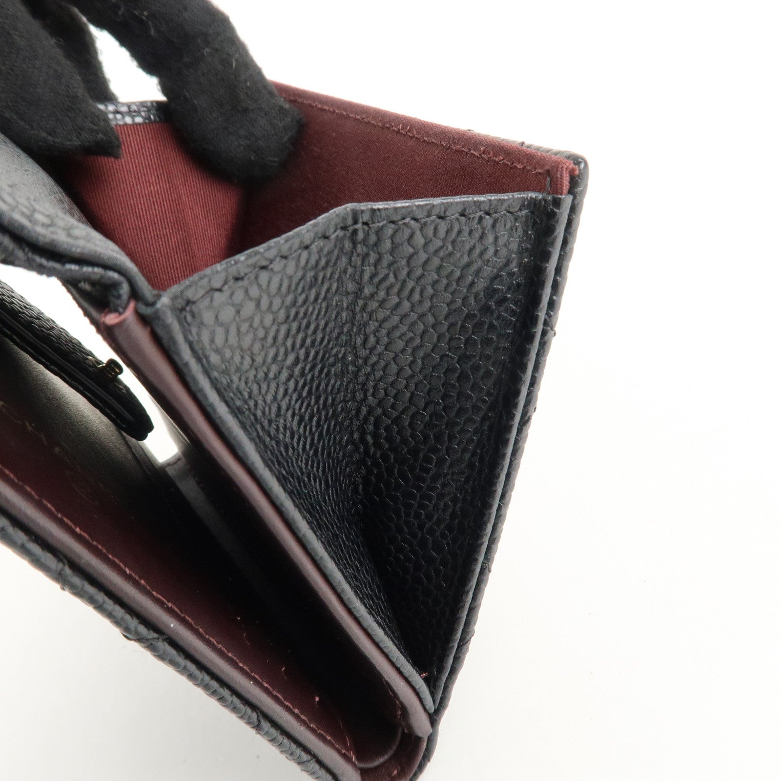 CHANEL Matelasse Cavier Skin W Hook Wallet Black A48980 Used