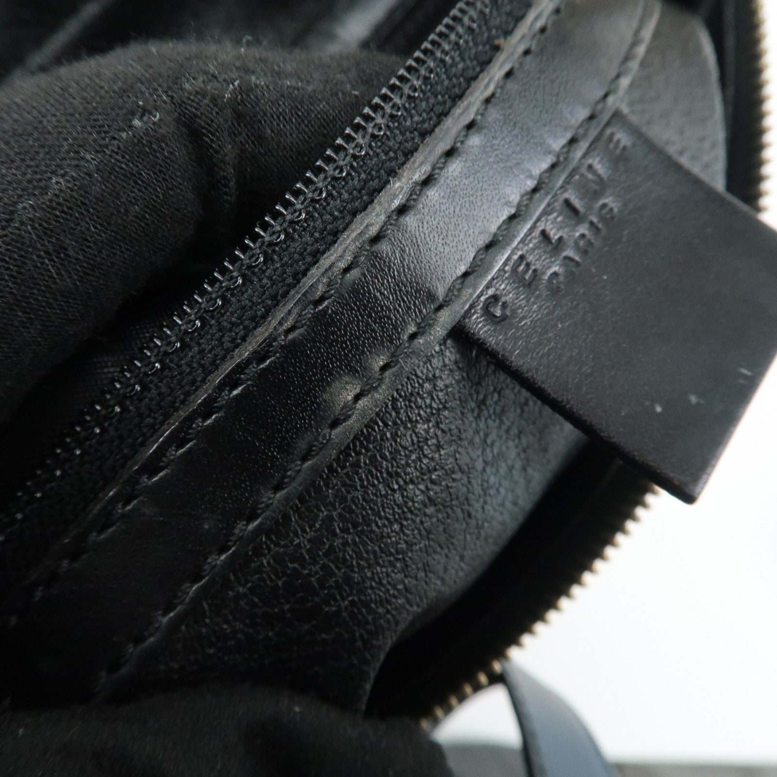 CELINE Macadam PVC Leather Shoulder Bag Black Brown Gold HDW Used