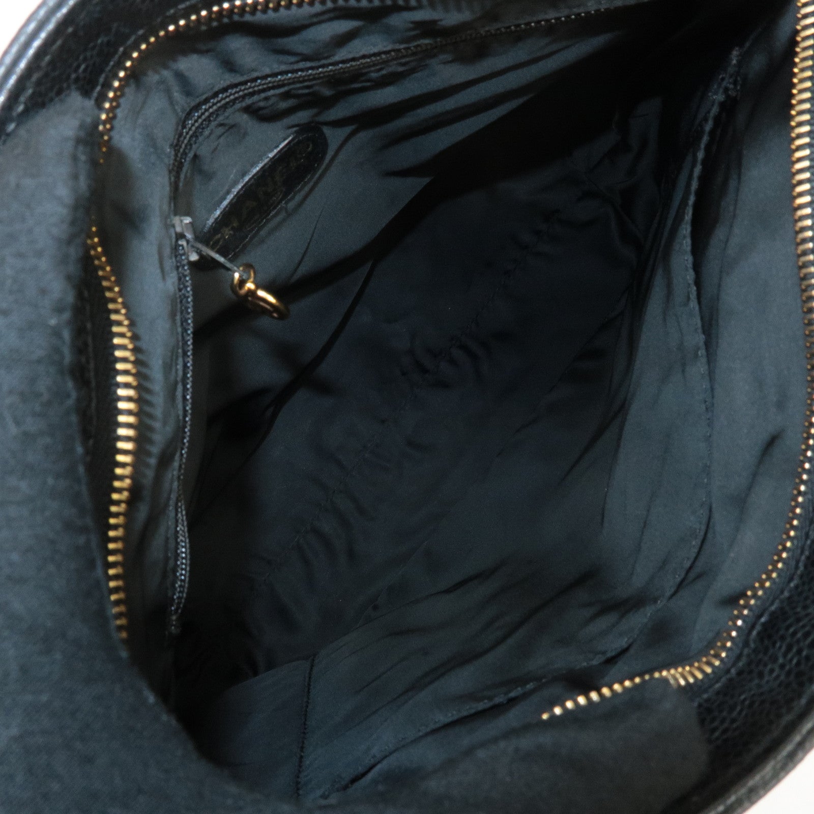 CHANEL Caviar Skin Tote Bag Shoulder Bag Hand Bag Black Used