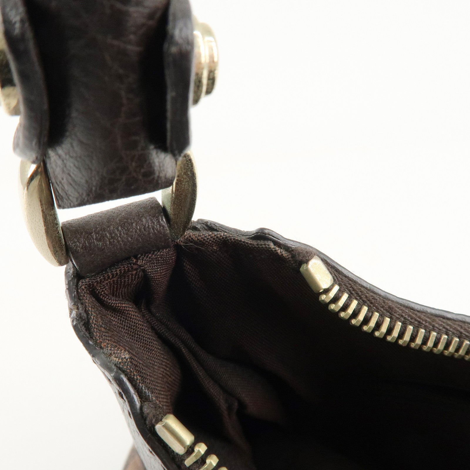 GUCCI Abbey GG Canvas Leather Shoulder Bag Black 265692 Used