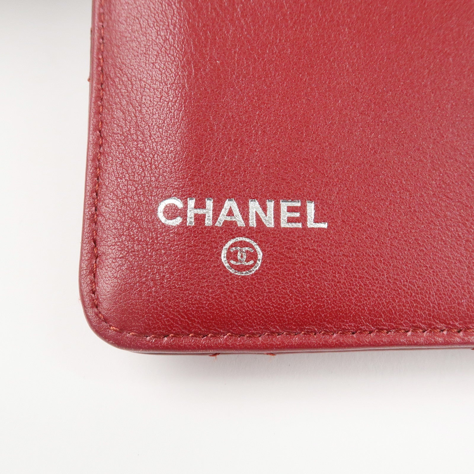 CHANEL Brilliant Patent Leather Bifold Wallet Red A48706 Used