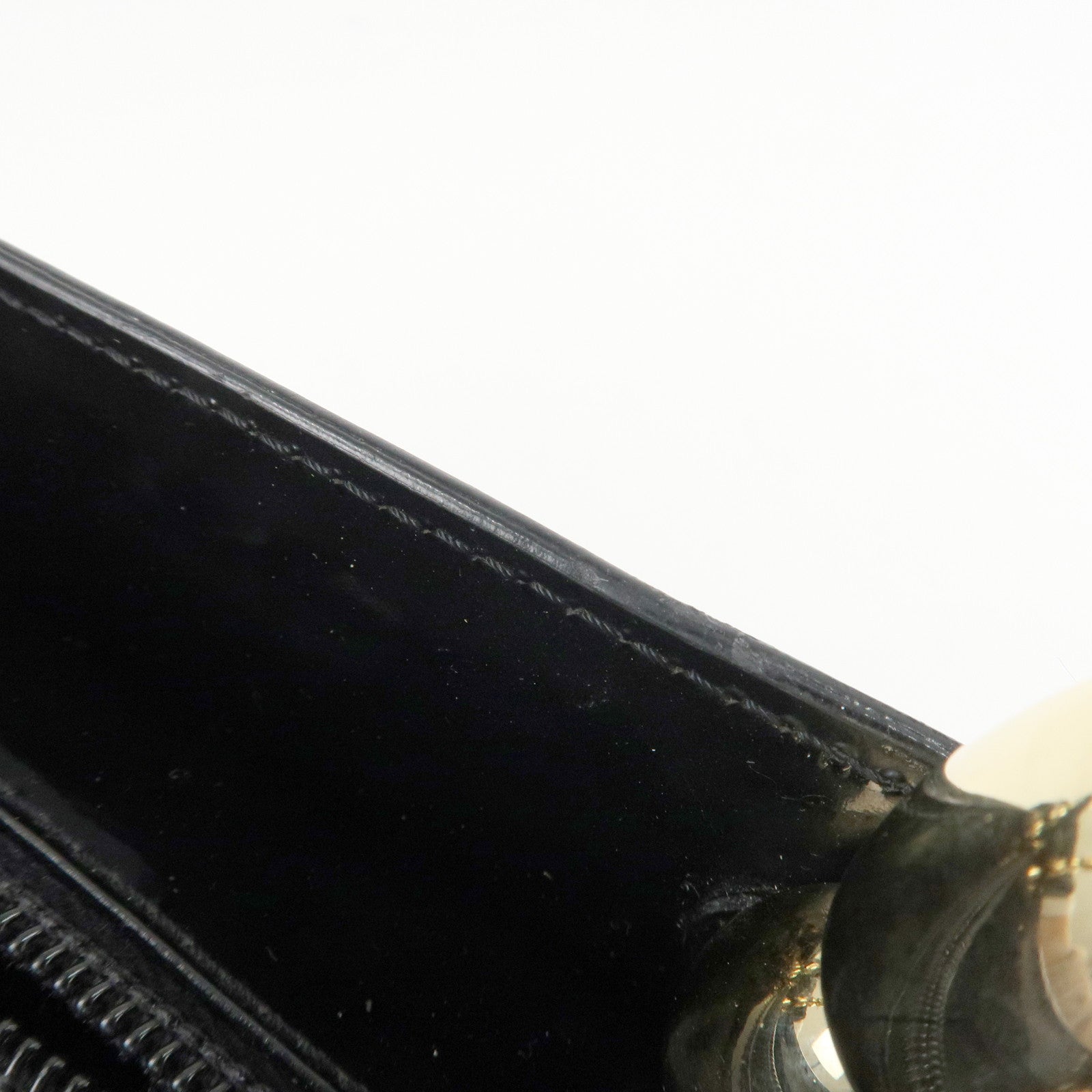 Christian Dior Maris Pearl Patent Leather Tote Bag Black Used