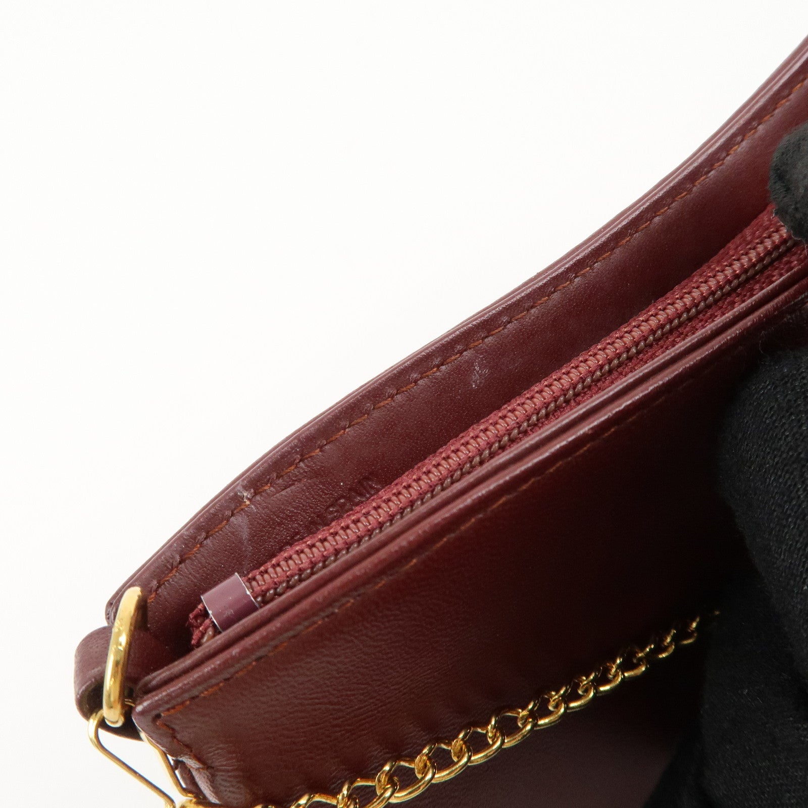 Cartier Must Line Must Do Leather Chain Strap Pouch Bordeaux Used
