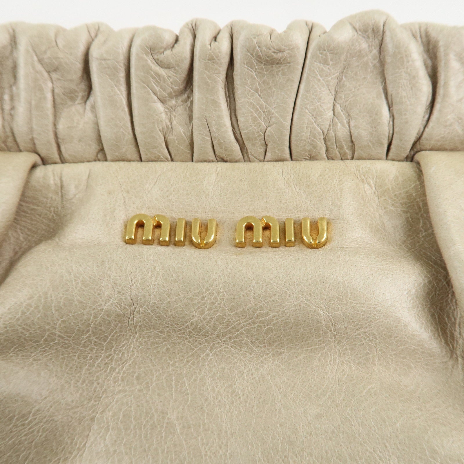 MIU MIU Leather Shoulder Bag Crossbody Bag Ivory Used