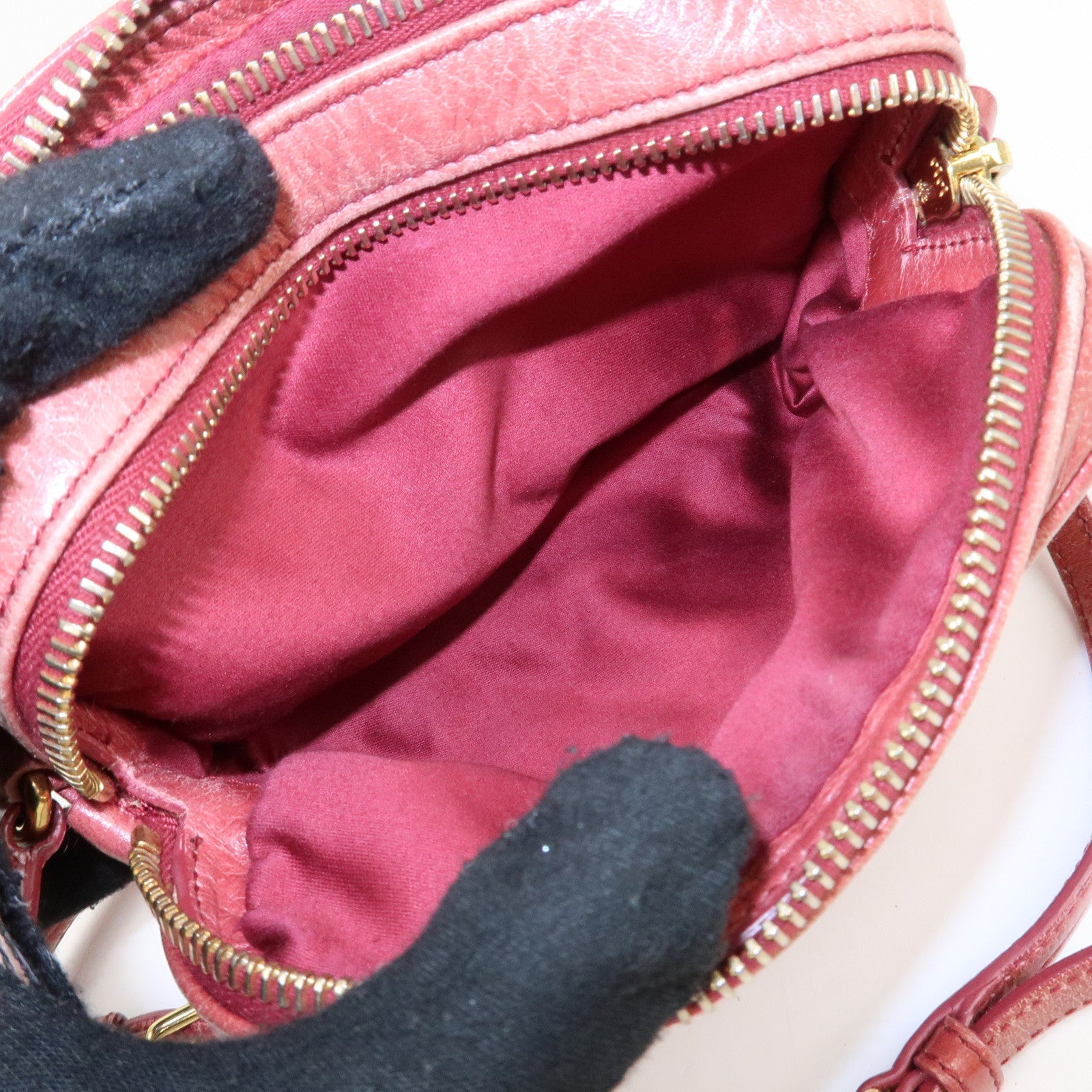 MIU MIU Leather Shoulder Bag Crossbodyb Bag Pink 5BH543 Used