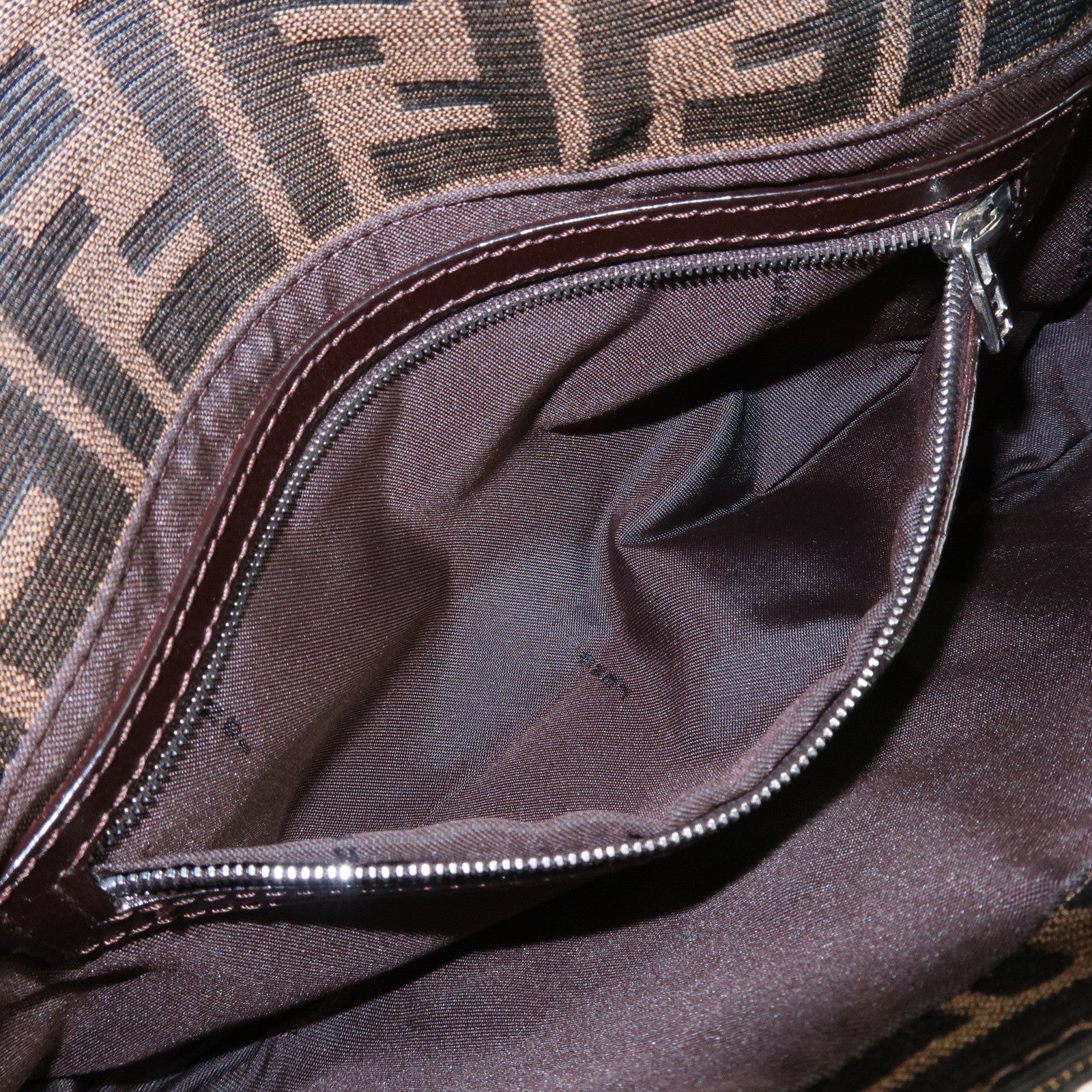 FENDI Mamma Baguette Zucca Canvas Shoulder Bag Brown Black 26424 Used