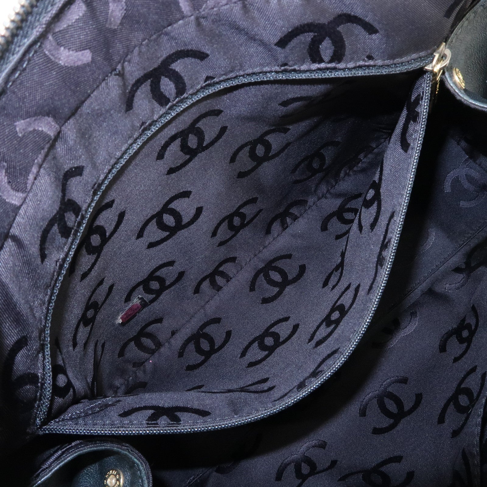 CHANEL Wild Stitch Lamb Skin COCO Mark Hand Bag Black A14692 Used