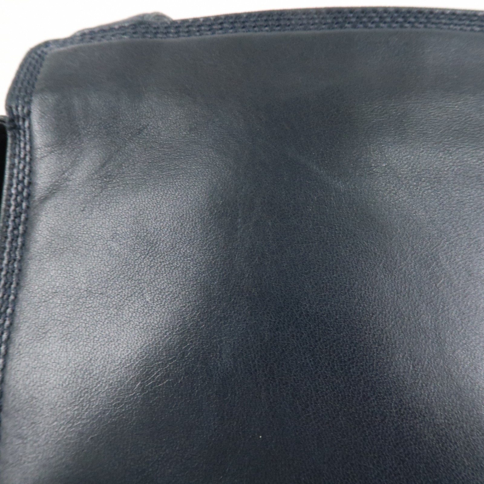 LOEWE Anagram Leather Shoulder Bag Navy Used