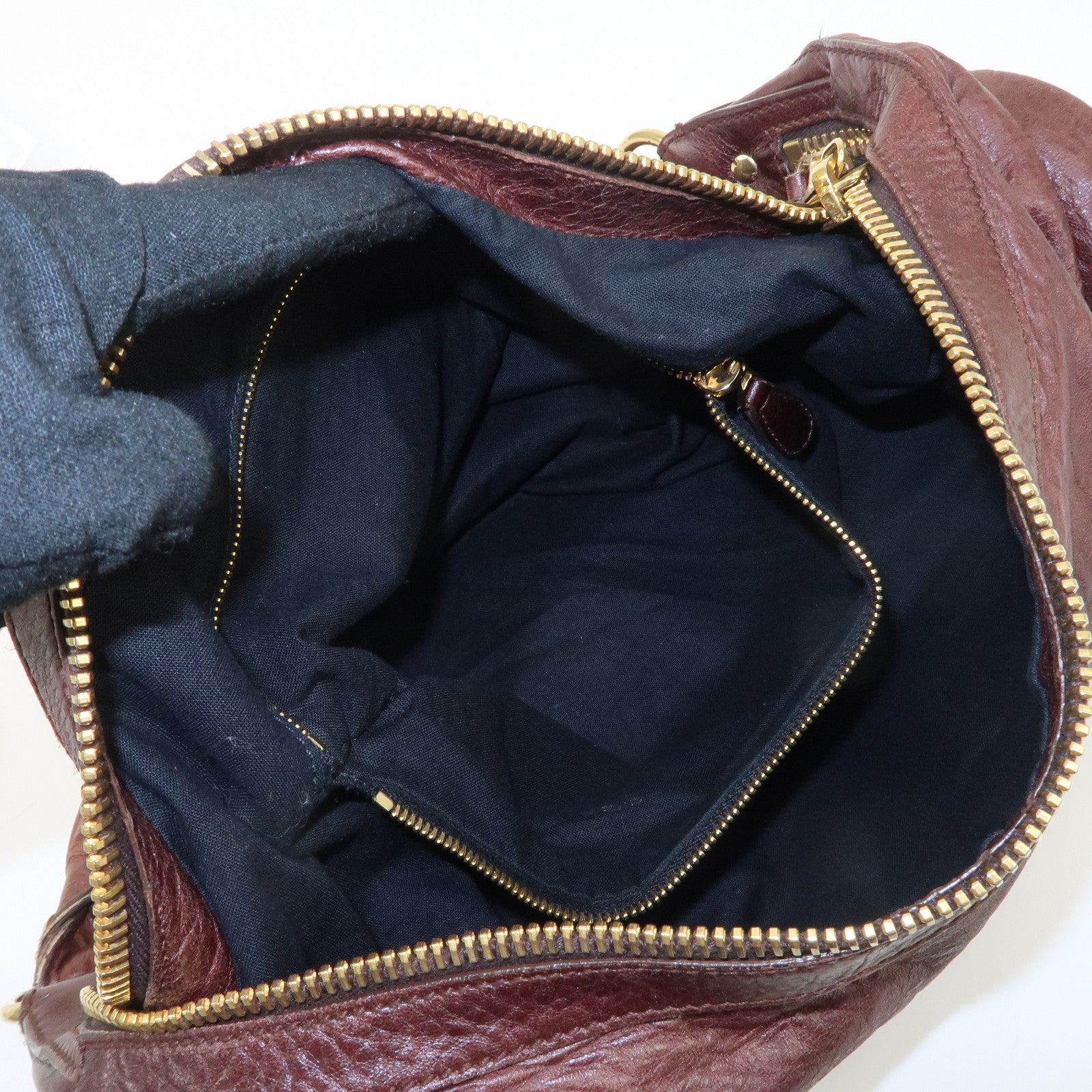 BALENCIAGA Leather Shoulder Bag Brown 497717 Used