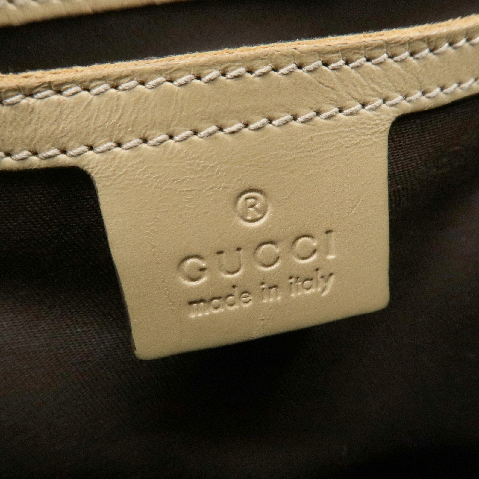 GUCCI GG Supreme Leather Shoulder Bag Ivory Light Brown 223666 Used