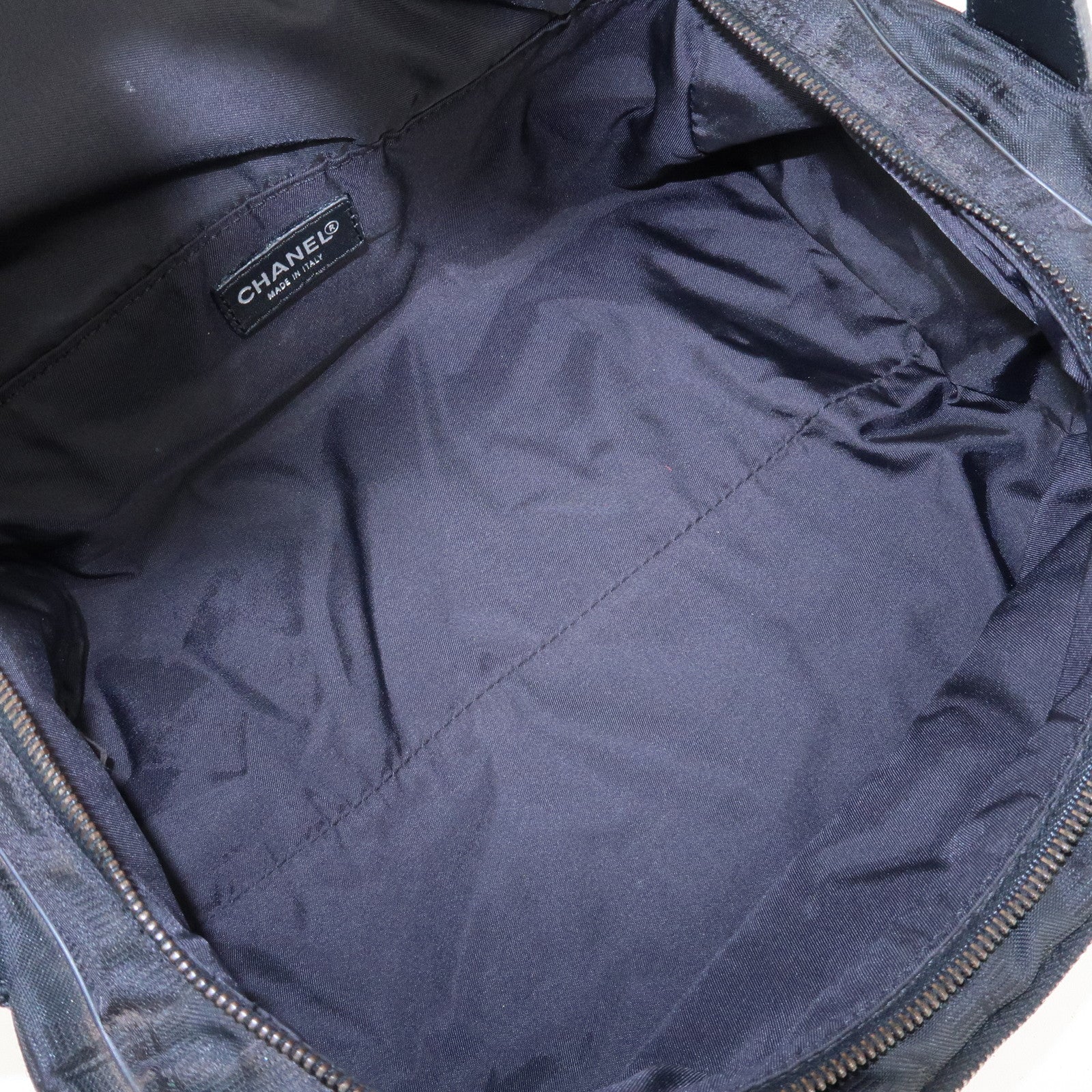 CHANEL New Travel Line Nylon Jacquard Leather Vanity Bag A15829 Used