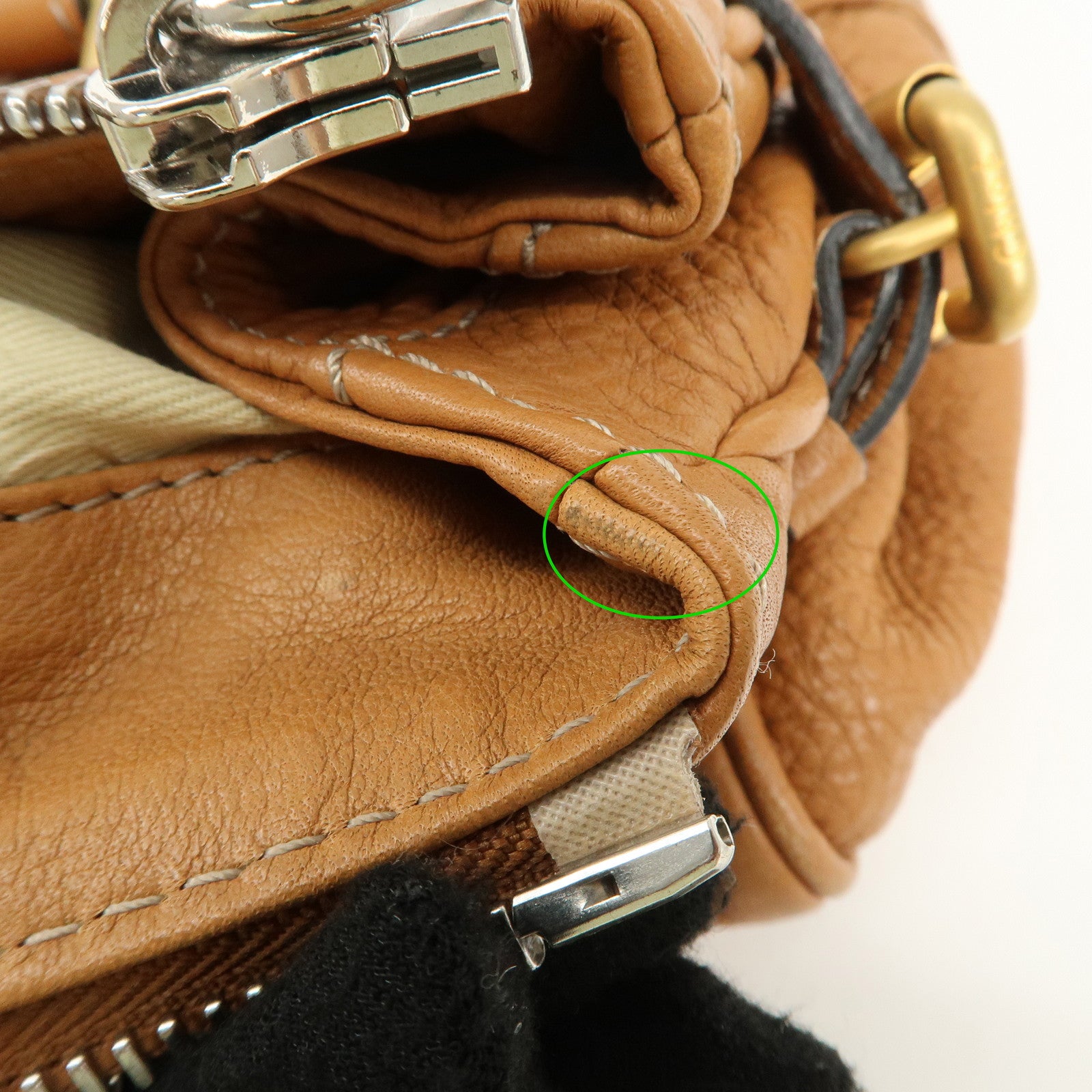 Chloe Paddington Leather Medium Hand Bag Shoulder Bag Brown Used