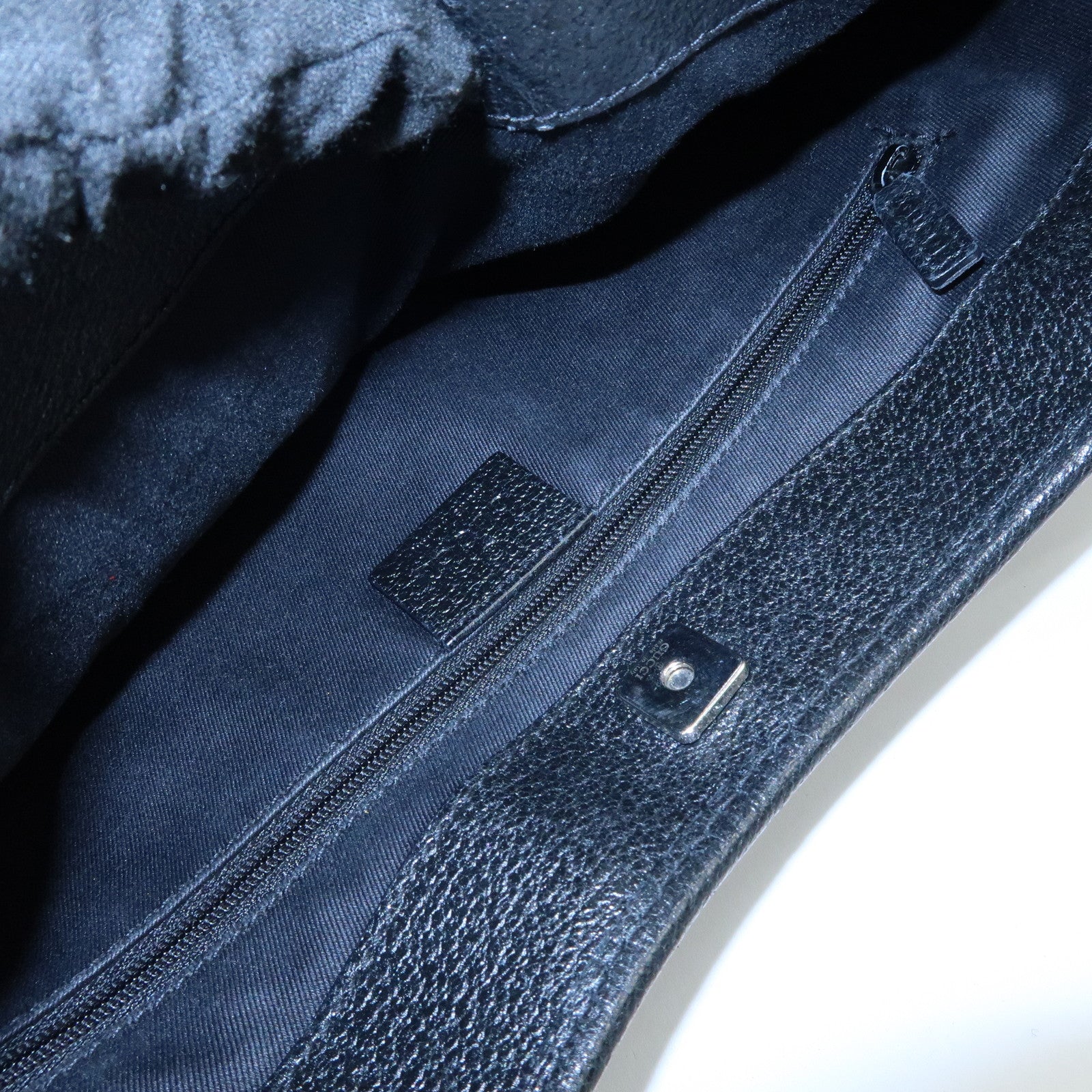 GUCCI GG Canvas Leather Tote Bag Hand Bag Black 113015 Used