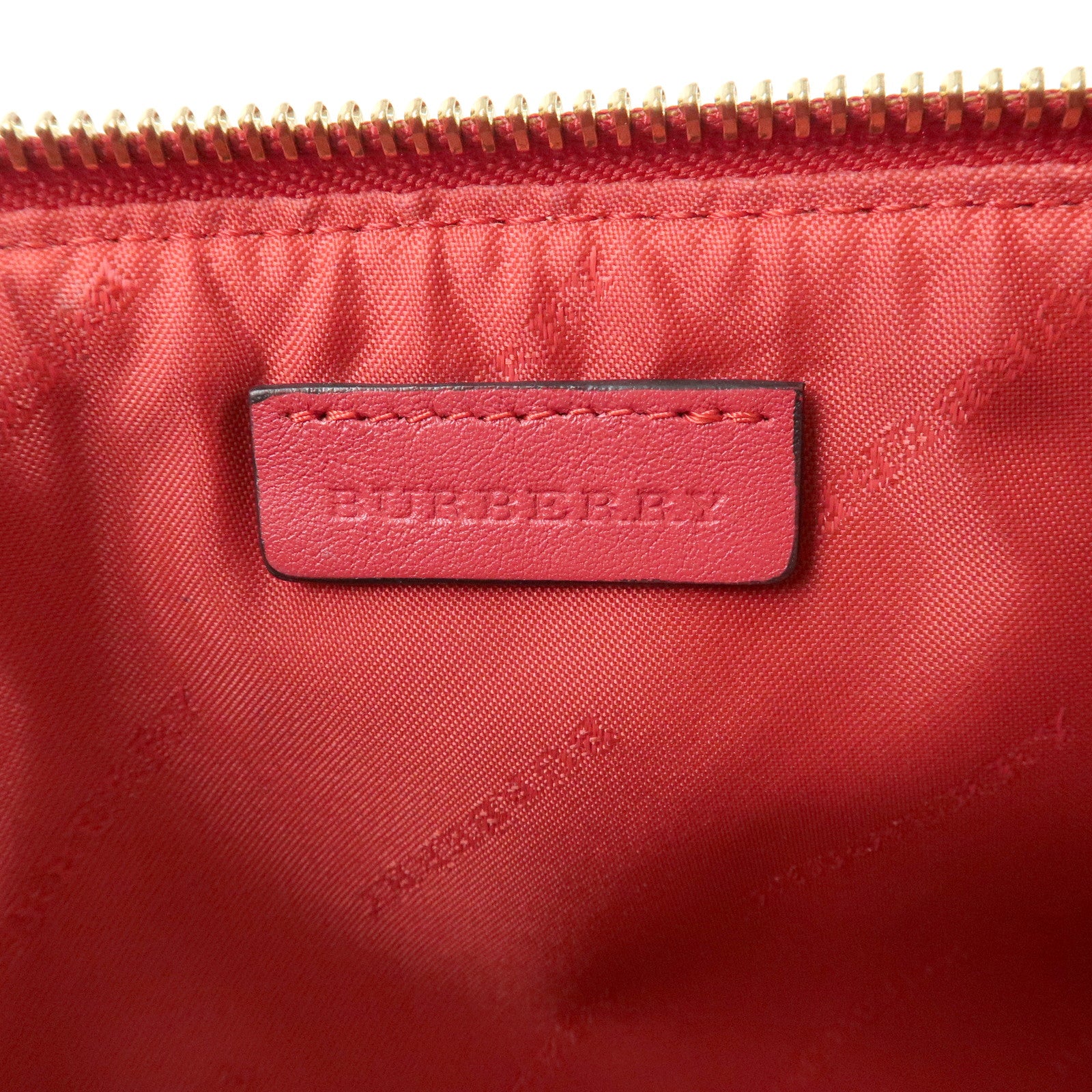 BURBERRY PVC Leather Nova Plaid Shoulder Bag Beige Red Used