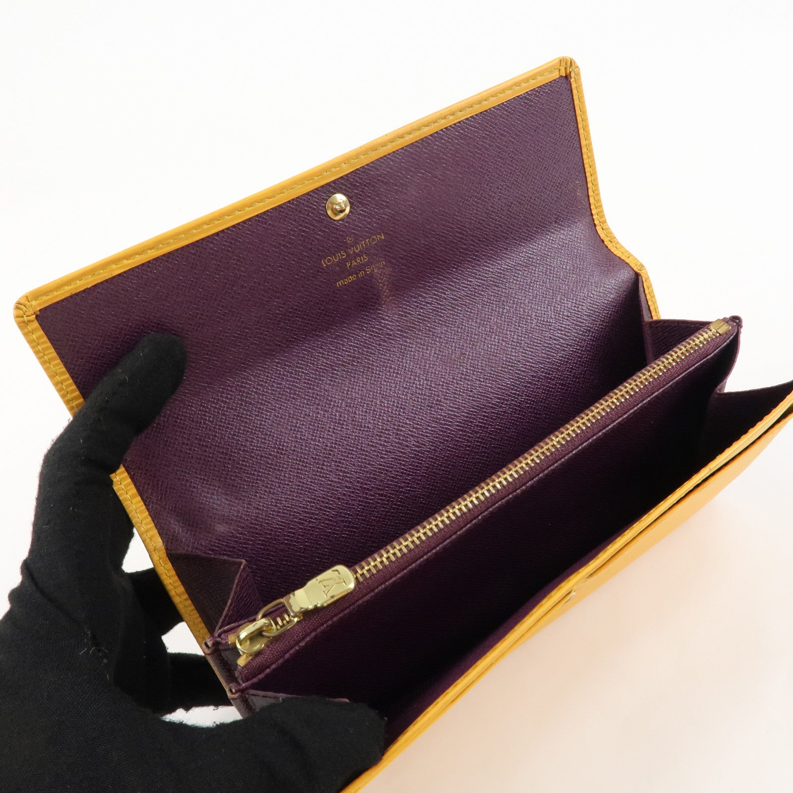 Louis Vuitton Epi Set of 2 Wallet Yellow Cassis M63579 M6659K Used