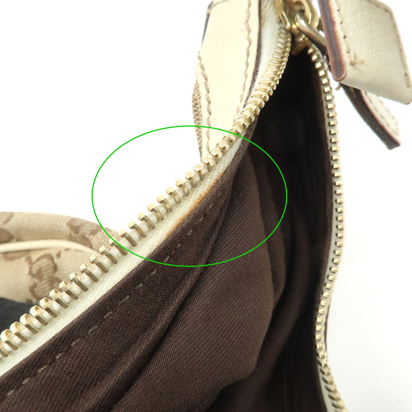 GUCCI GG Canvas Leather Shoulder Bag Beige Ivory 153010 Used