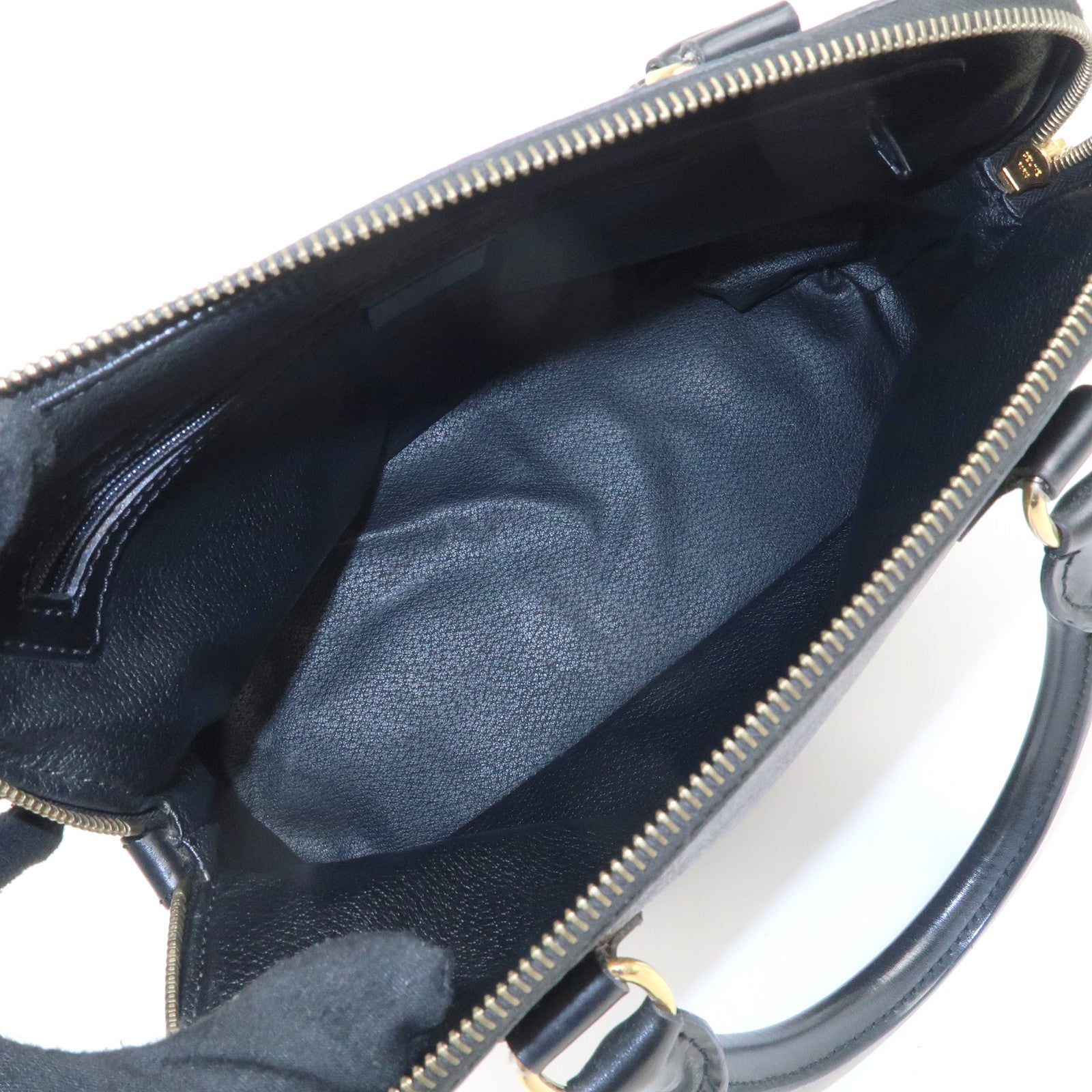 CELINE Macadam PVC Leather Hand Bag Black Brown Gold HDW Used