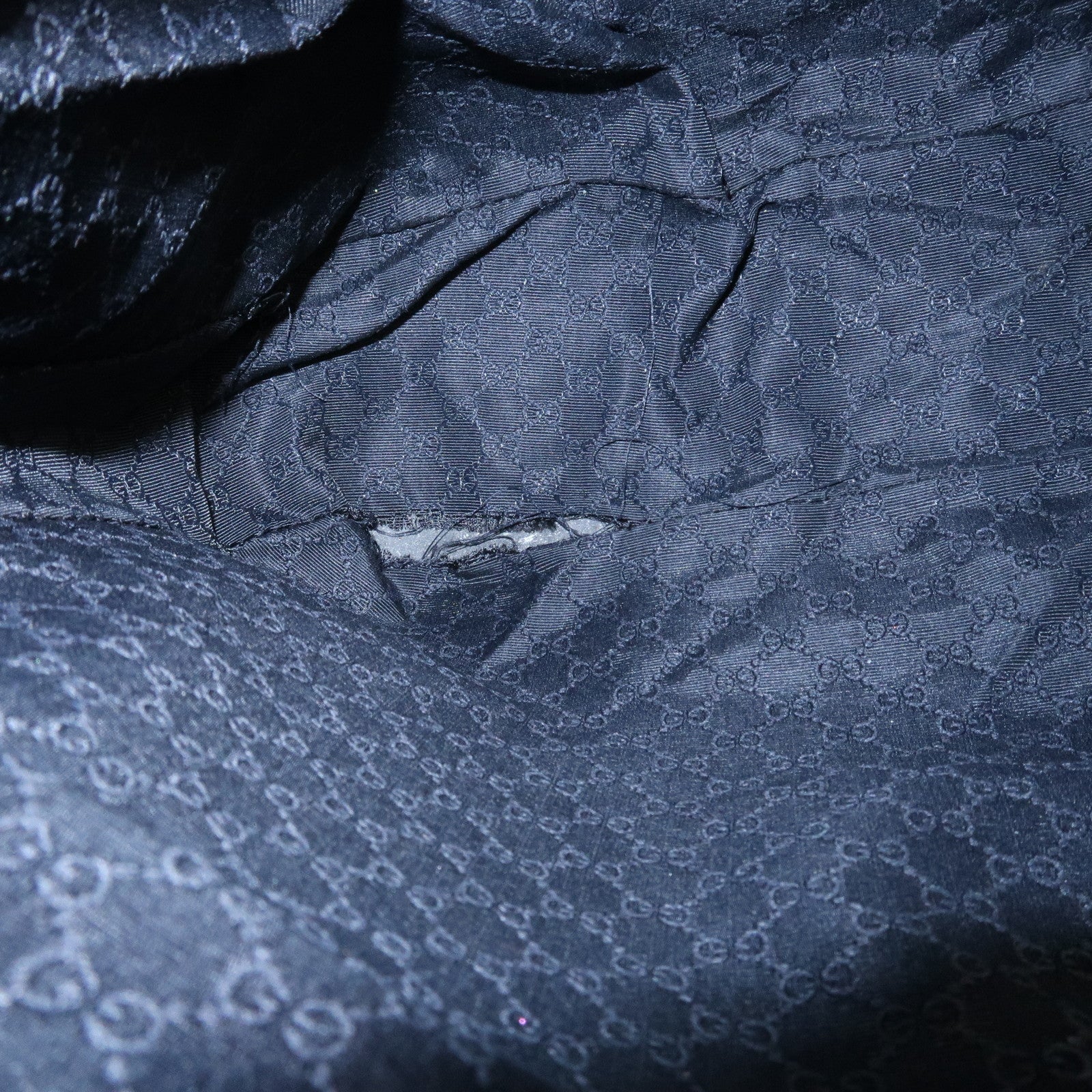 GUCCI Sherry Denim Leather Hand Bag Blue 73983 Used