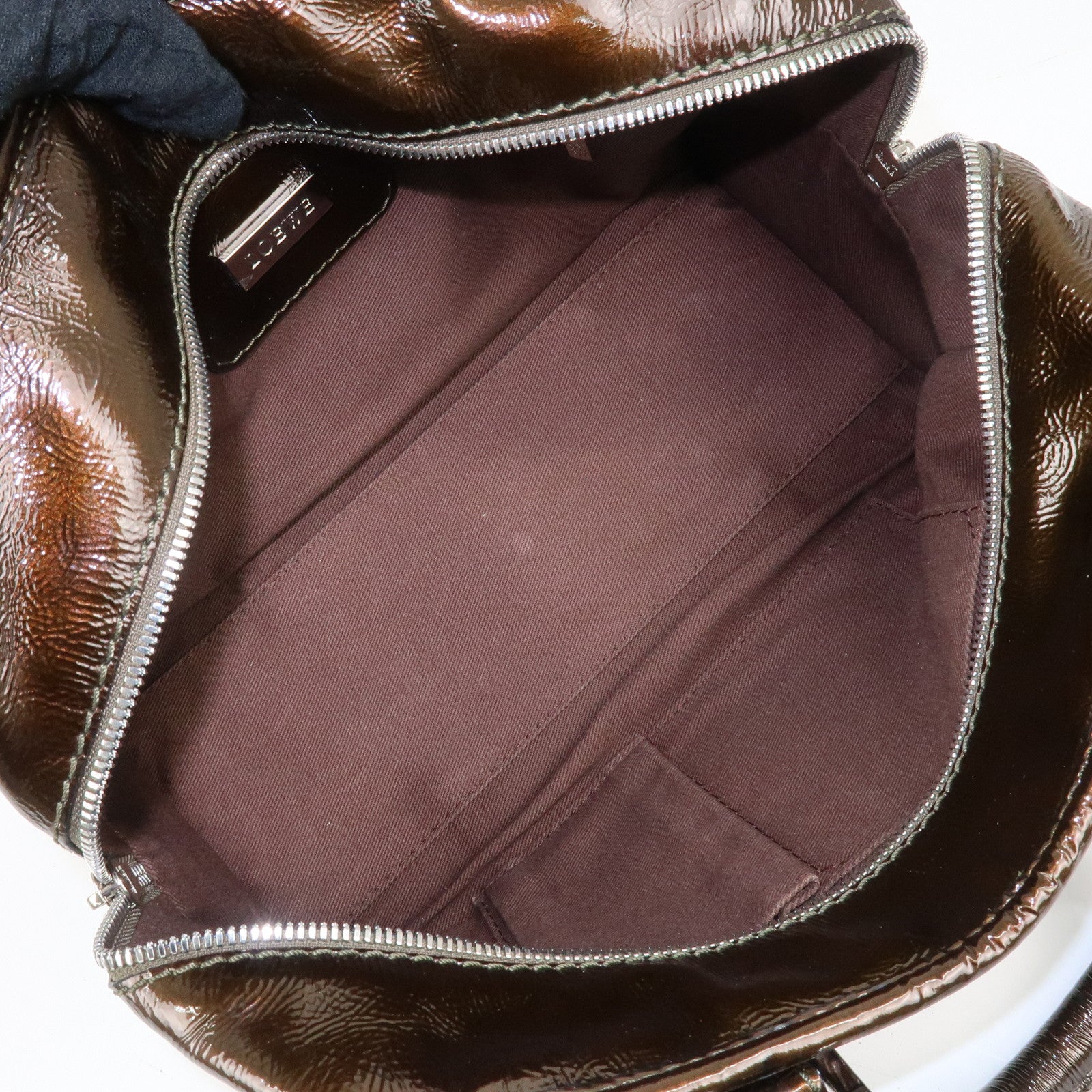 LOEWE Anagram Patent Leather Amasona28 Hand Bag Bronze Used