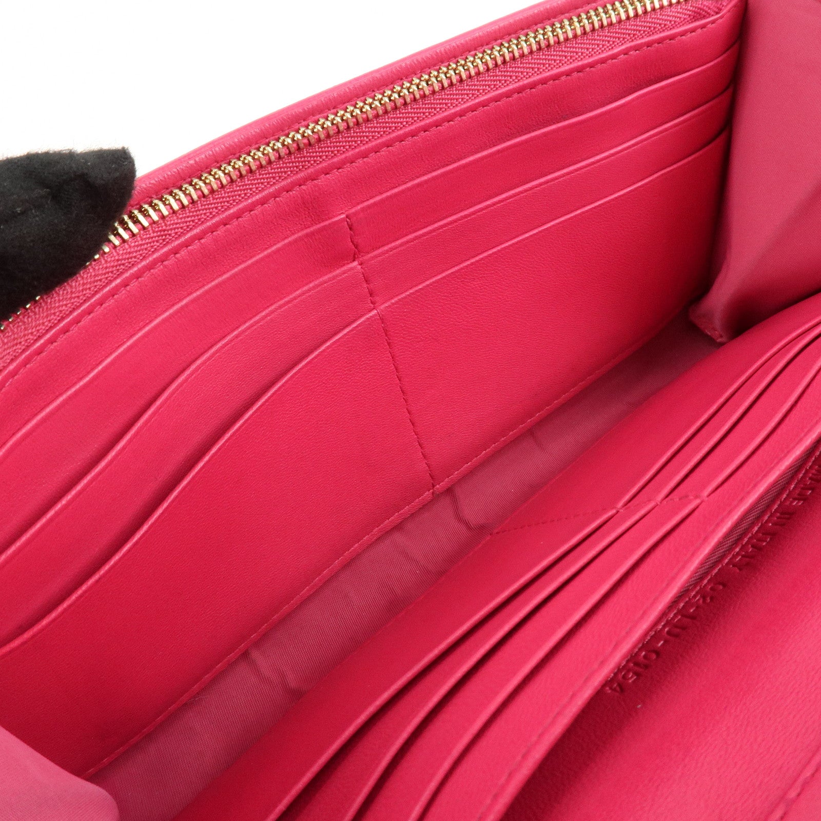 Christian Dior Cannage Leather Chain Long Wallet Pink Used