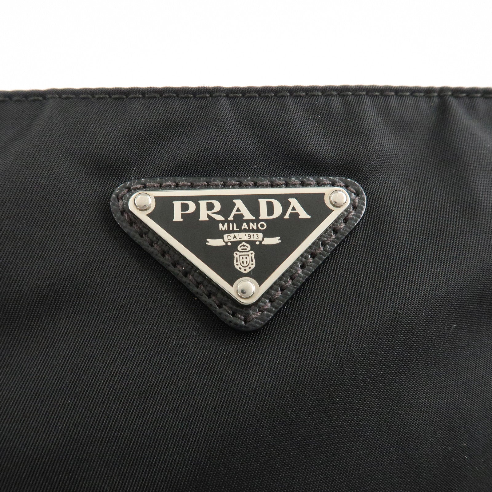 PRADA Logo Nylon Leather Shoulder Bag Crossbody Bag Black Used