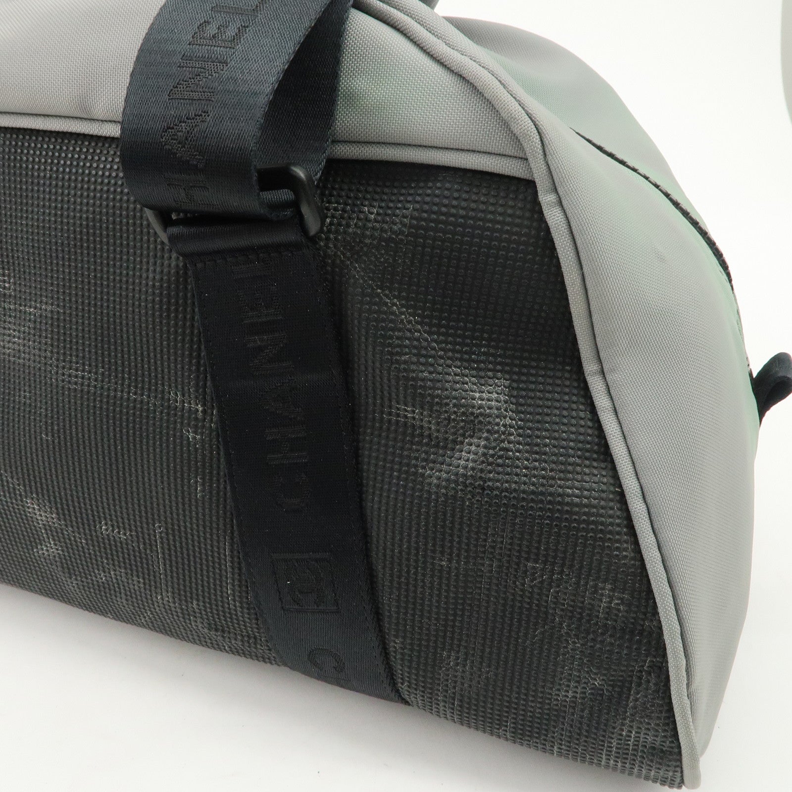 CHANEL Sportsline Nylon Canvas Boston Bag Black Gray A19976 Used