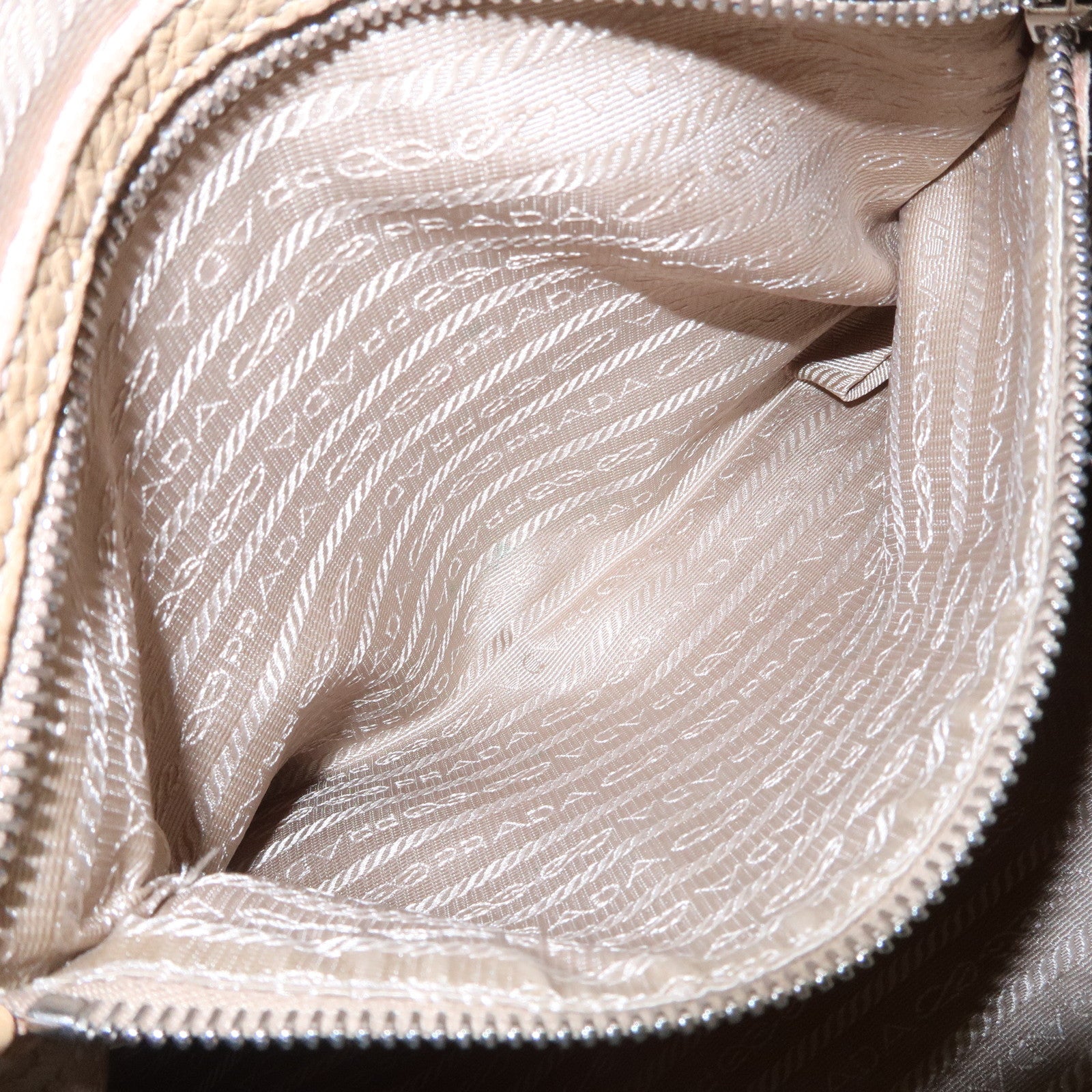 PRADA Leather Shoulder Bag Beige BR4311 Used