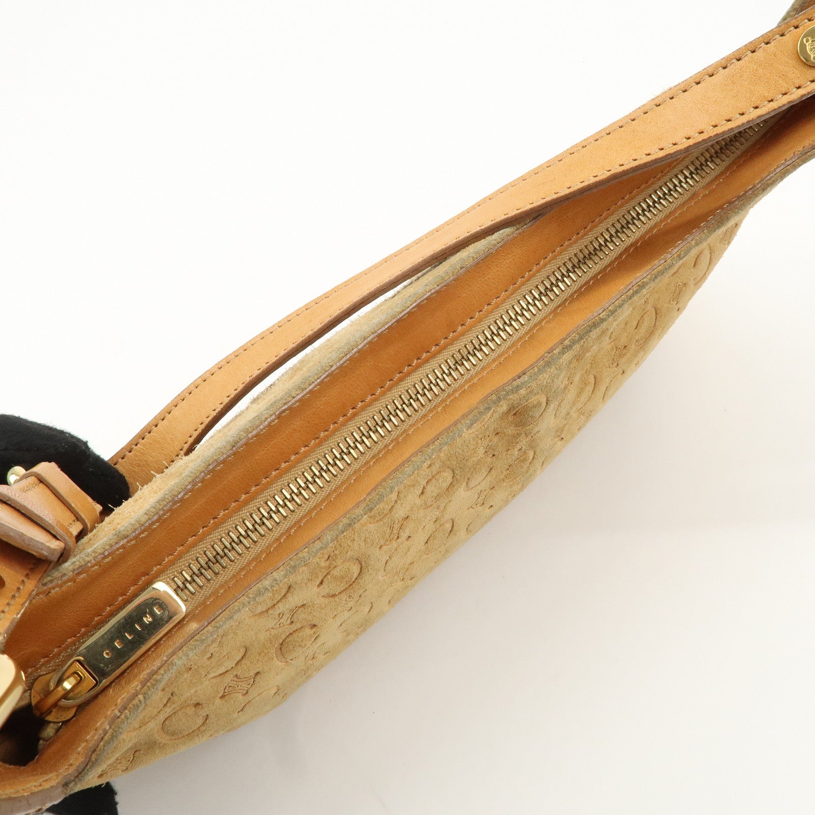 CELINE C Macadam Suede Leather Shoulder Bag Brown Used