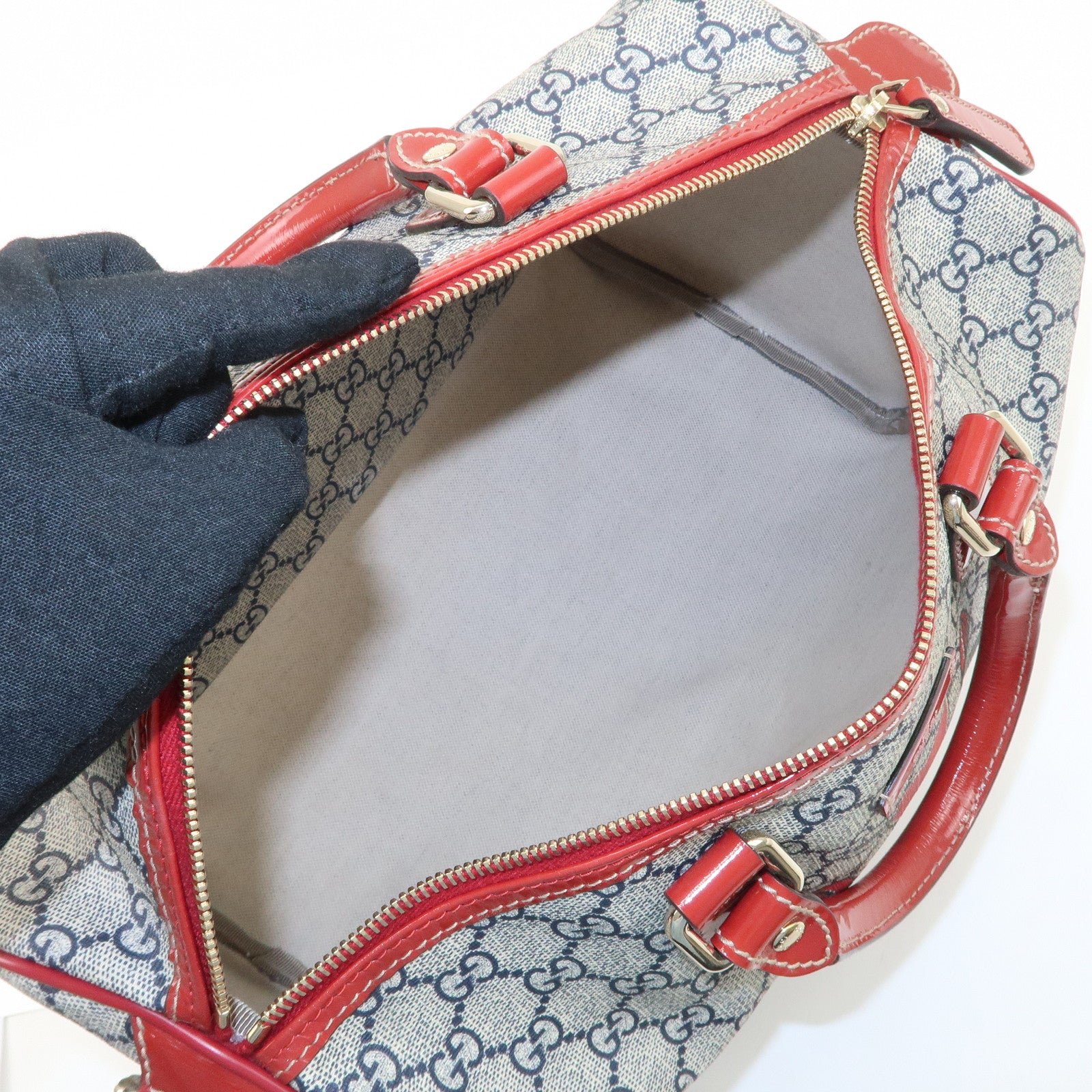 GUCCI JOY Line GG Supreme Patent Leather Boston Bag 189895 Used