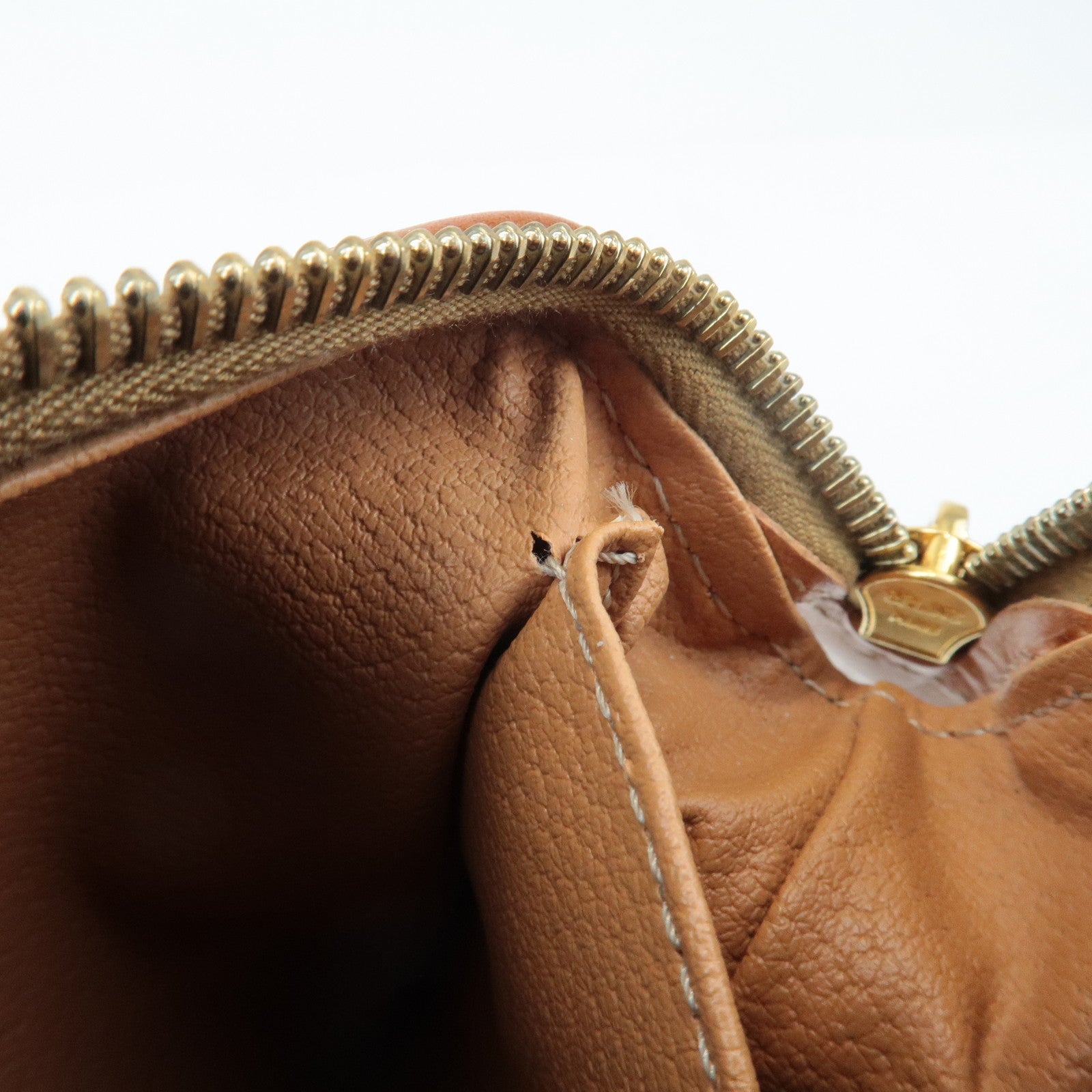 CELINE Macadam PVC Leather Pouch Cosmetic Pouch Brown Used