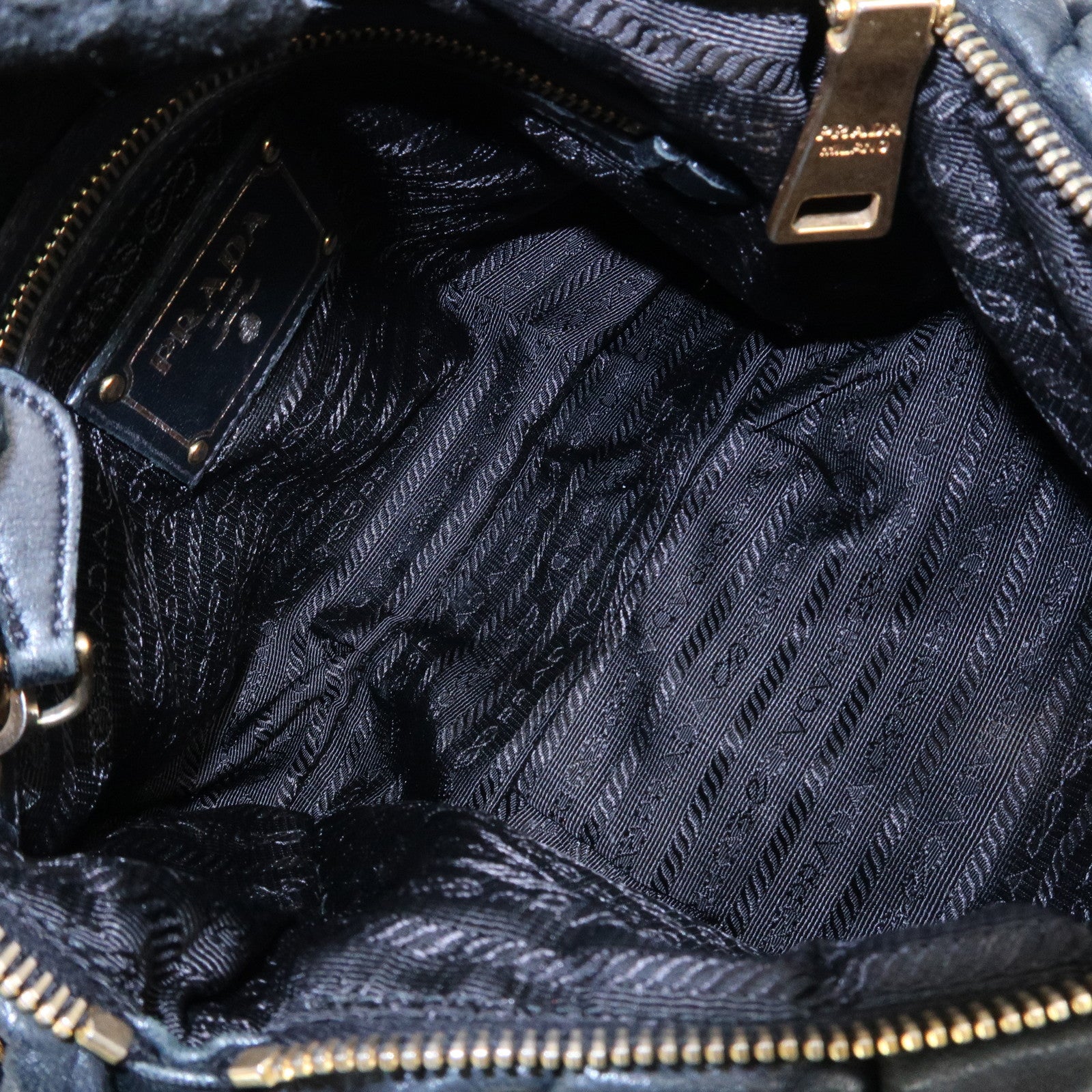 PRADA Leather 2Way Hand Bag Shoulder Bag Black BN2324 Used