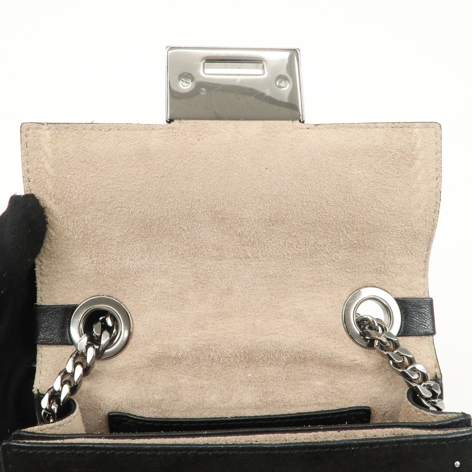 JIMMY CHOO Suede Leather Level Soft Mini Chain Shoulder Bag Used