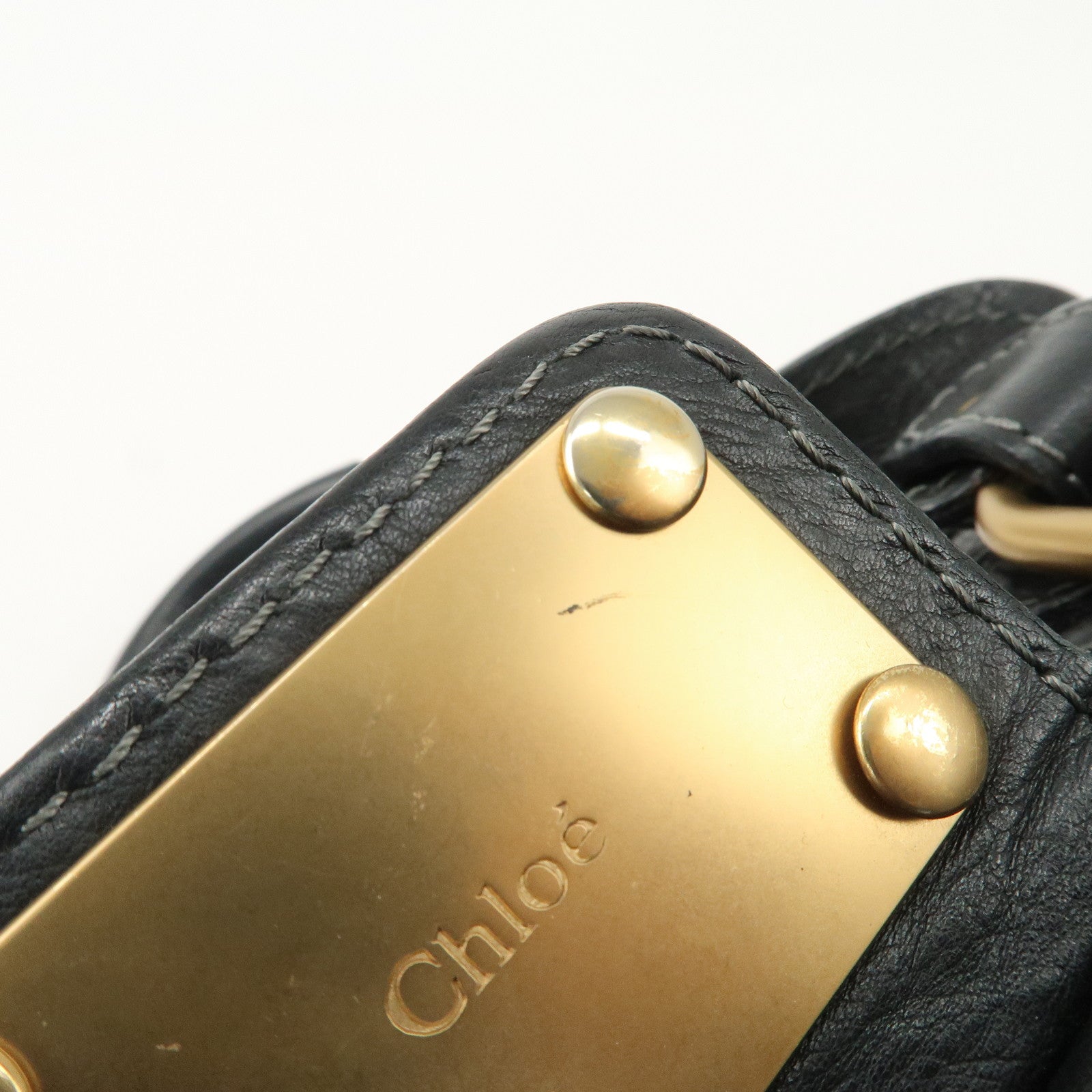 Chloe Paddington Leather Shoulder Bag Hand Bag Black Used