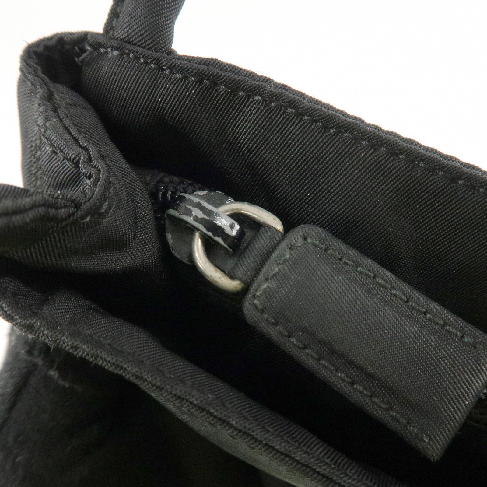 PRADA Logo Nylon Tote Bag Shoulder Bag Hand Bag Black B6242 Used