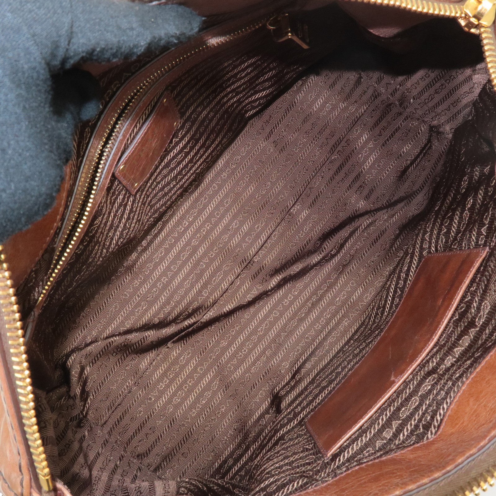 PRADA Logo Leather 2way Hand Bag Shoulder Bag Brown BL0727 Used