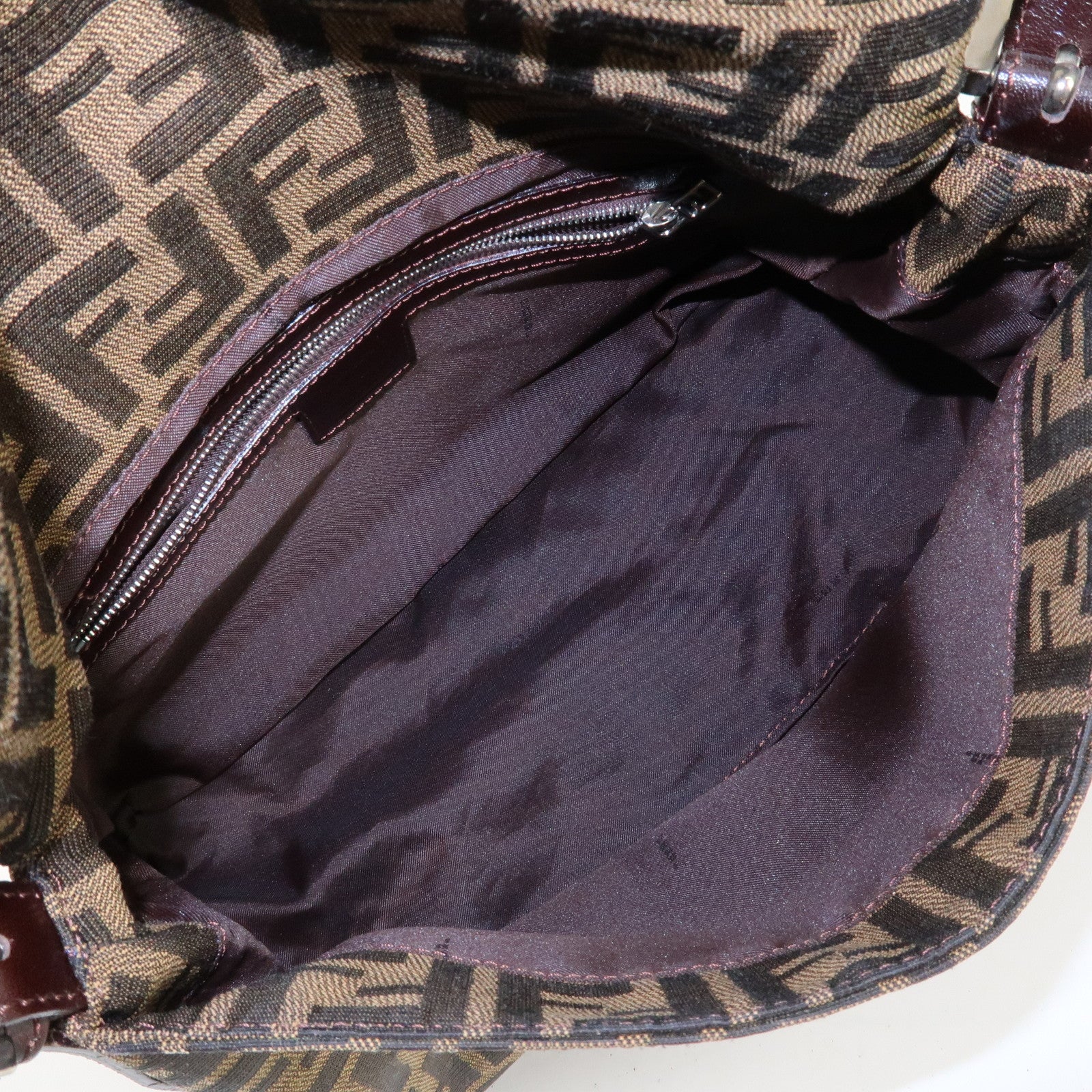 FENDI Zucca Mamma Baguette Vinyl Leather Shoulder Bag 26325 Used