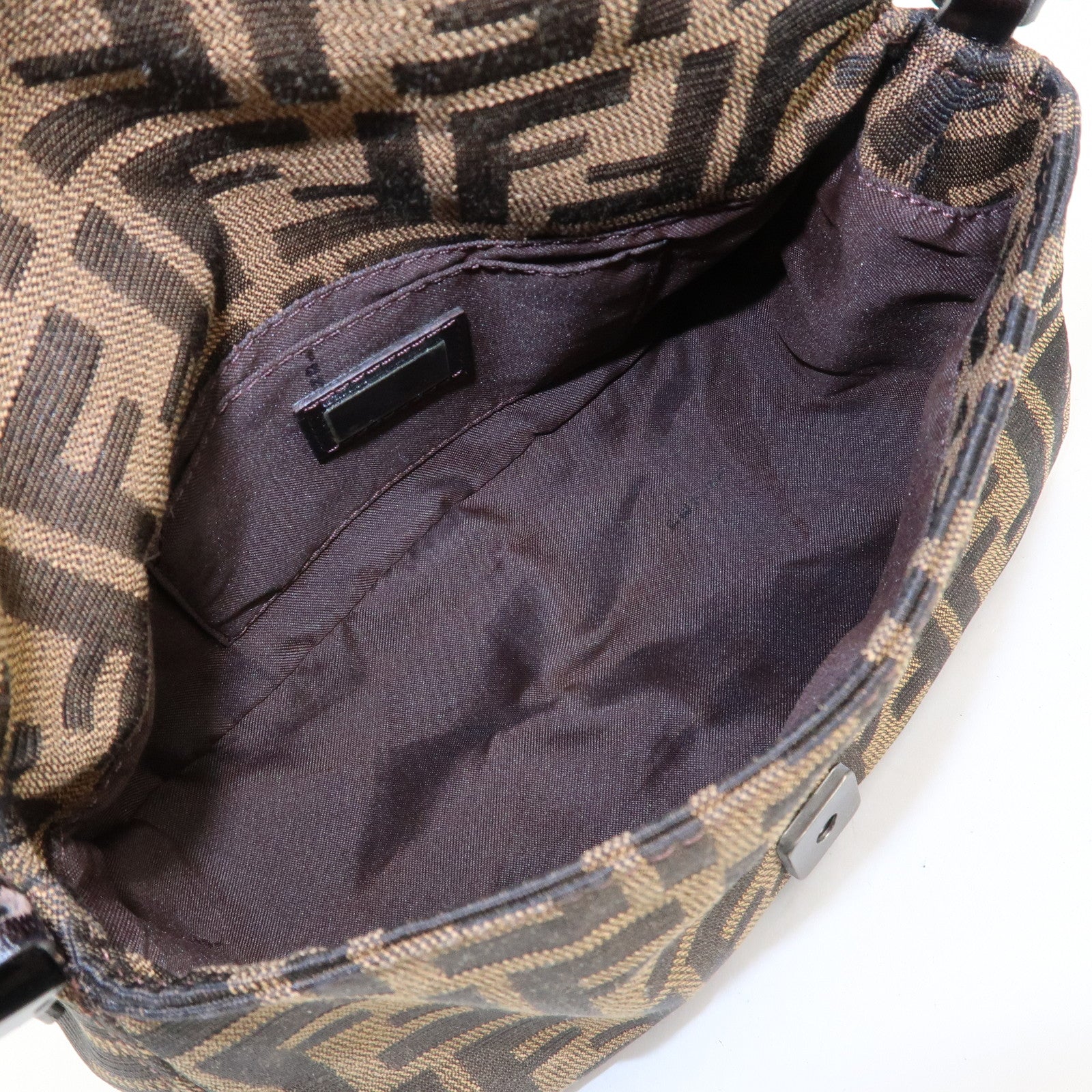 FENDI Mini Mamma Baguette Zucca Shoulder Bag Black Brown 8BR180 Used