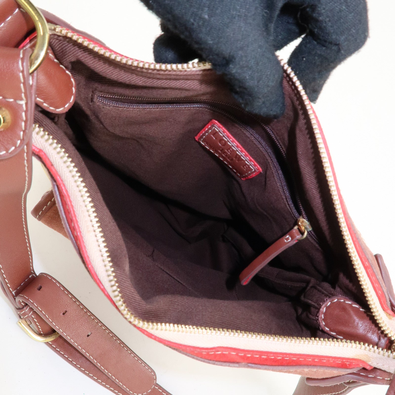 LOEWE Anagram Canvas Leather Suede Shoulder Bag 160th Anniversary Used