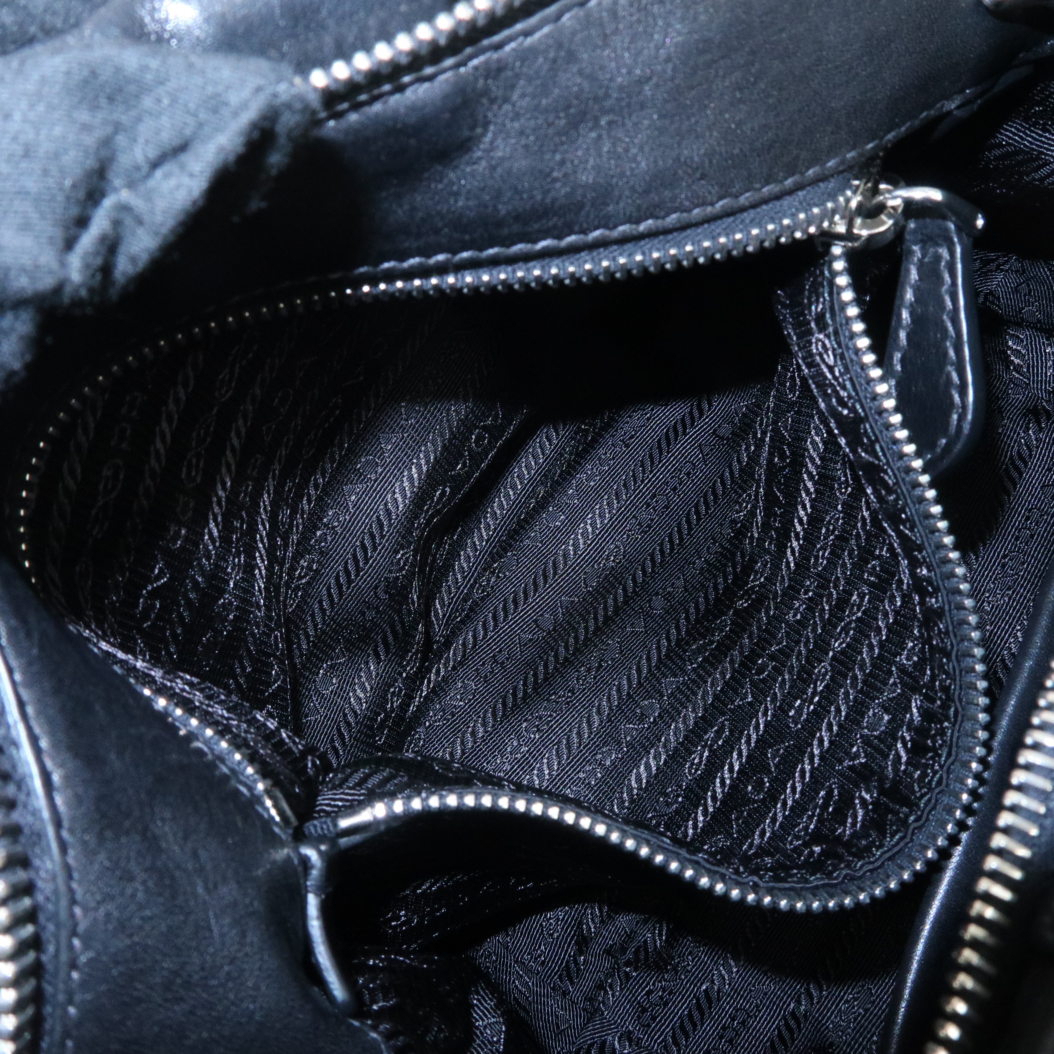 PRADA Soft Calf Leather Shoulder Bag Black BR3795 Used