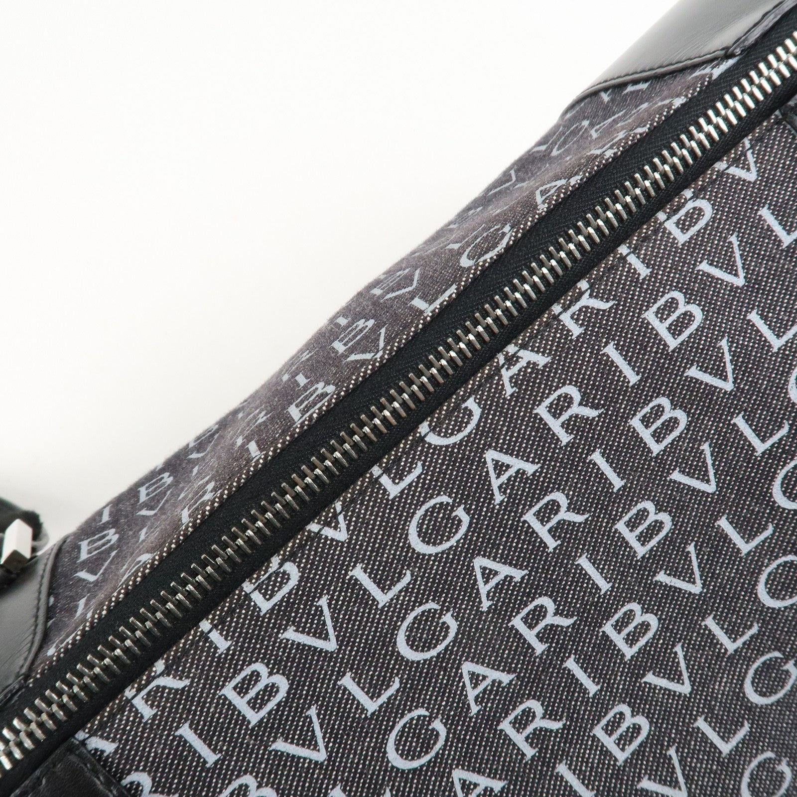 BVLGARI Logo Mania Canvas Leather B-Zero 1 Shoulder Bag Black Used