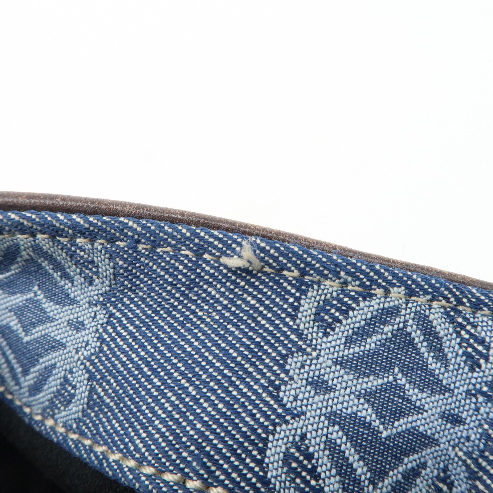 LOEWE Anagram Canvas Leather Tote Bag Blue Brown Used